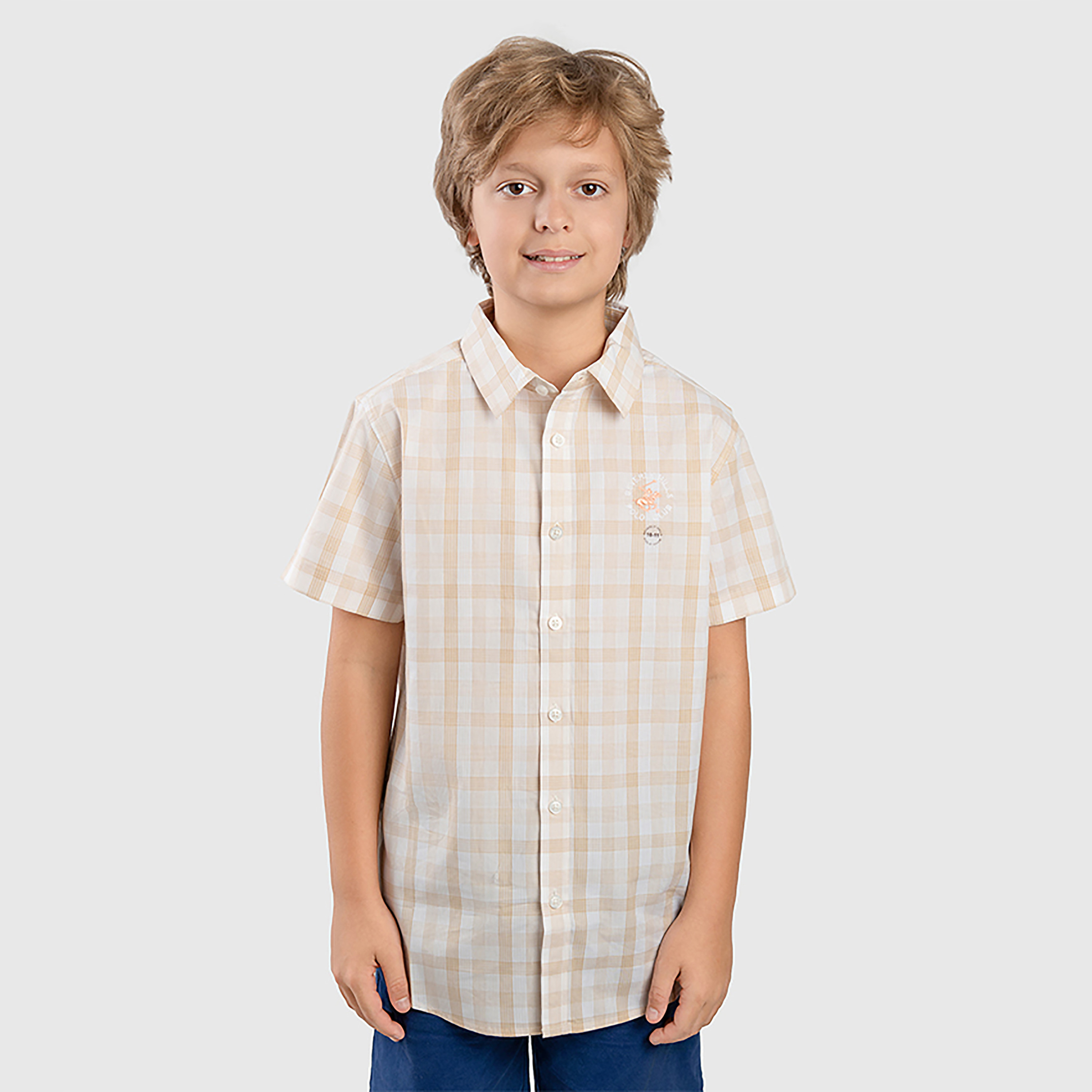 قميص بأكمام قصيرة بنقشة كاروهات من بيفرلي هيلز بولو كلوب-boys-clothing-shirts-image-1