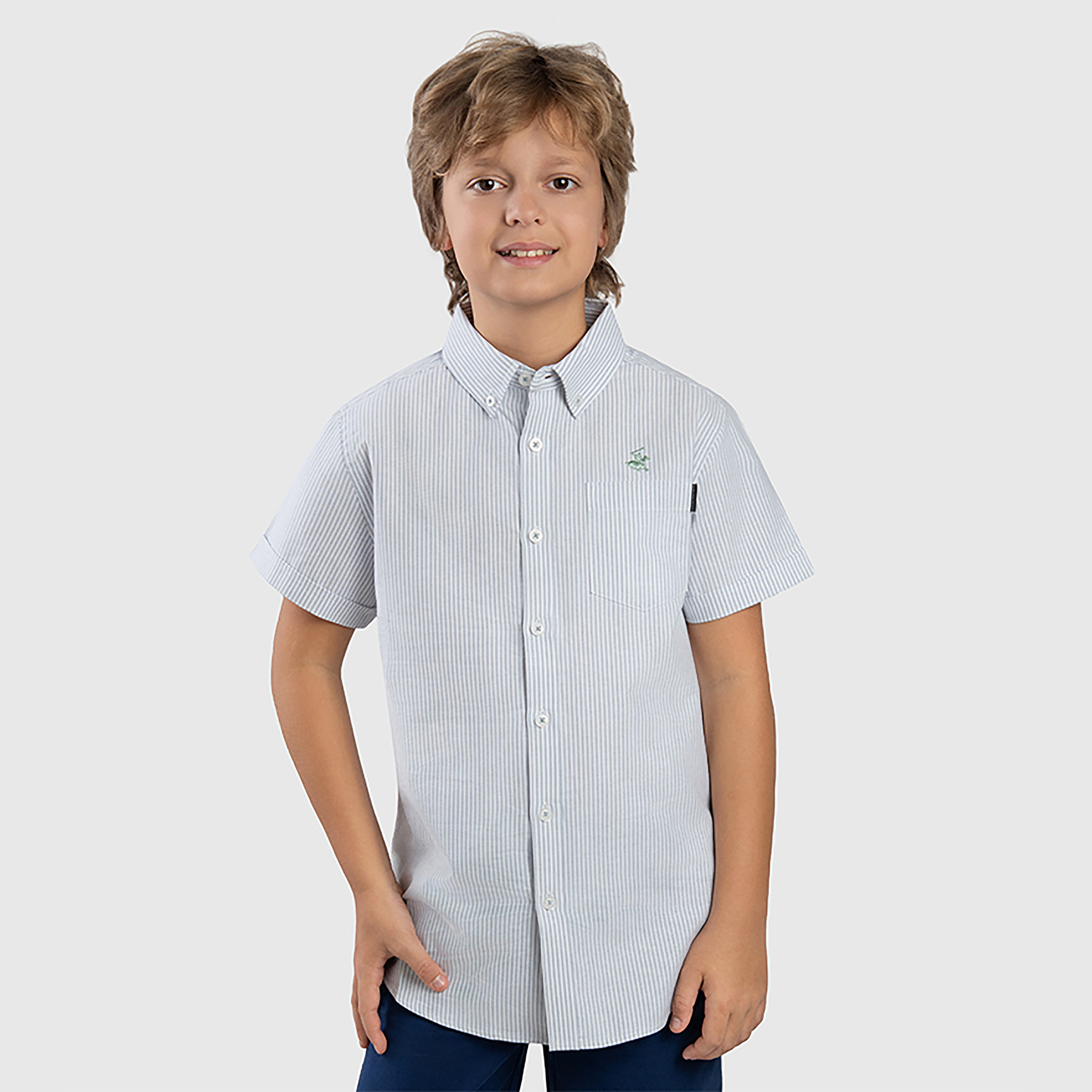 قميص مخطط بأكمام قصيرة من بيفرلي هيلز بولو كلوب-boys-clothing-shirts-image-1