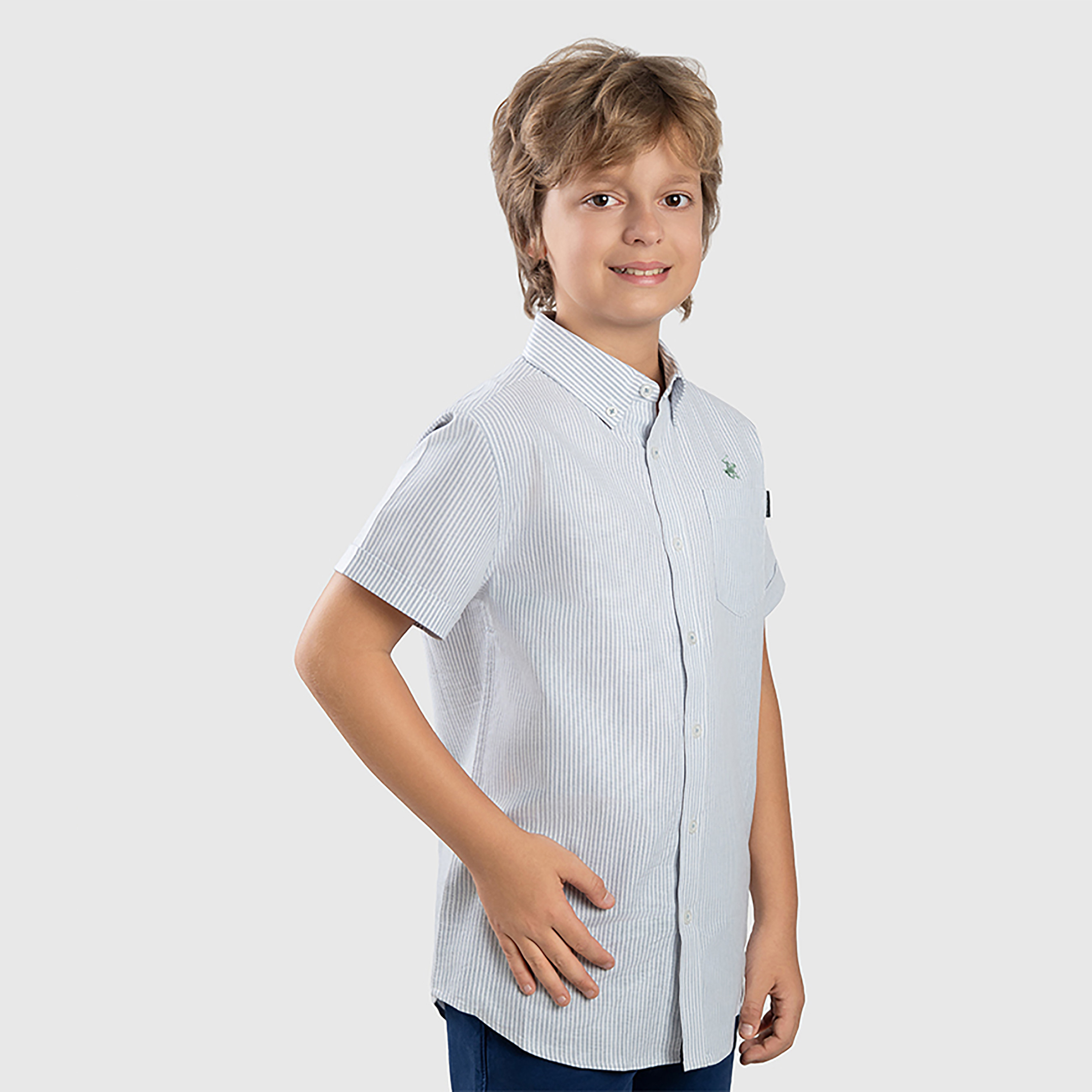 قميص مخطط بأكمام قصيرة من بيفرلي هيلز بولو كلوب-boys-clothing-shirts-image-3