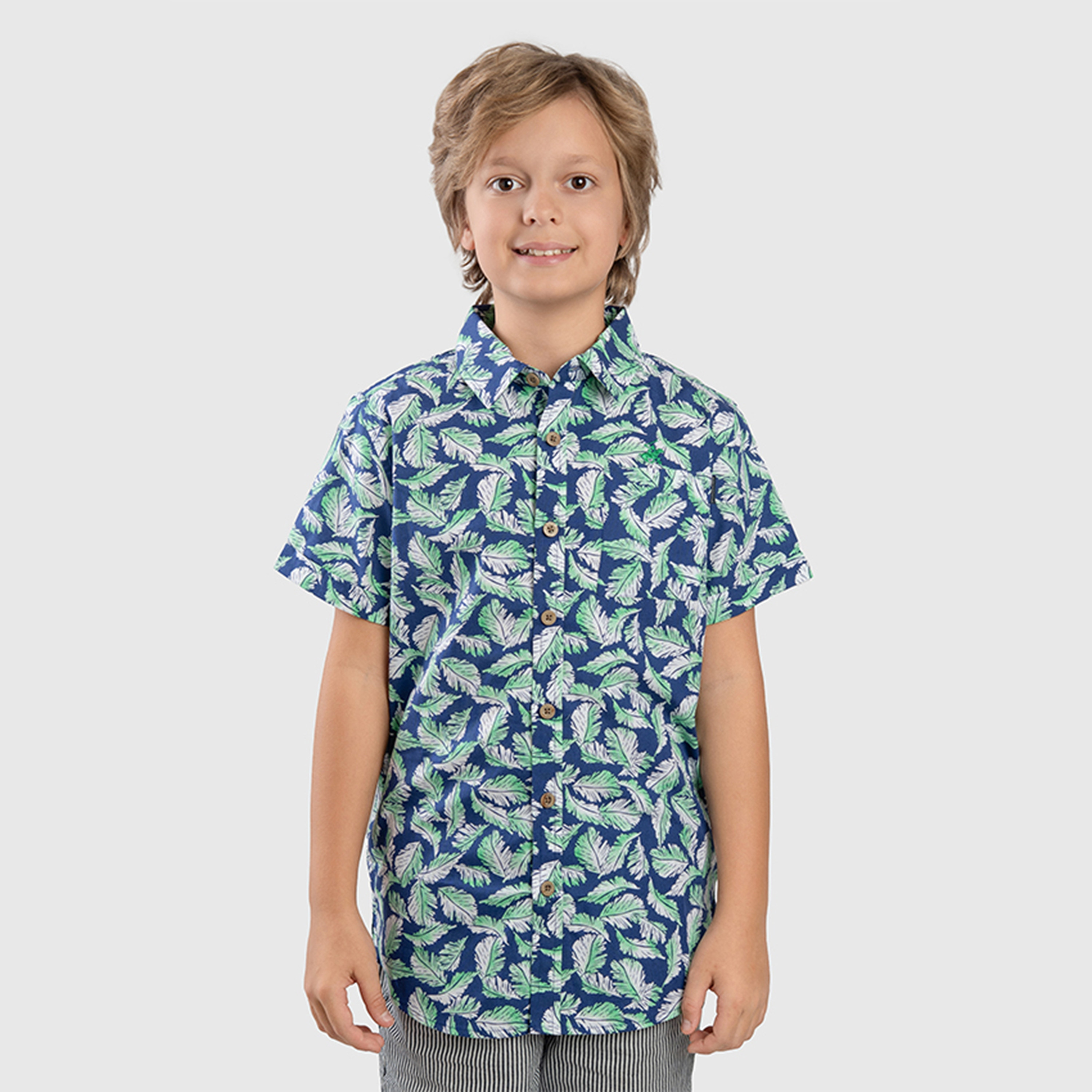 Beverly Hills Polo Club Cotton Floral Printed Neck Shirt-boys-clothing-shirts-image-1