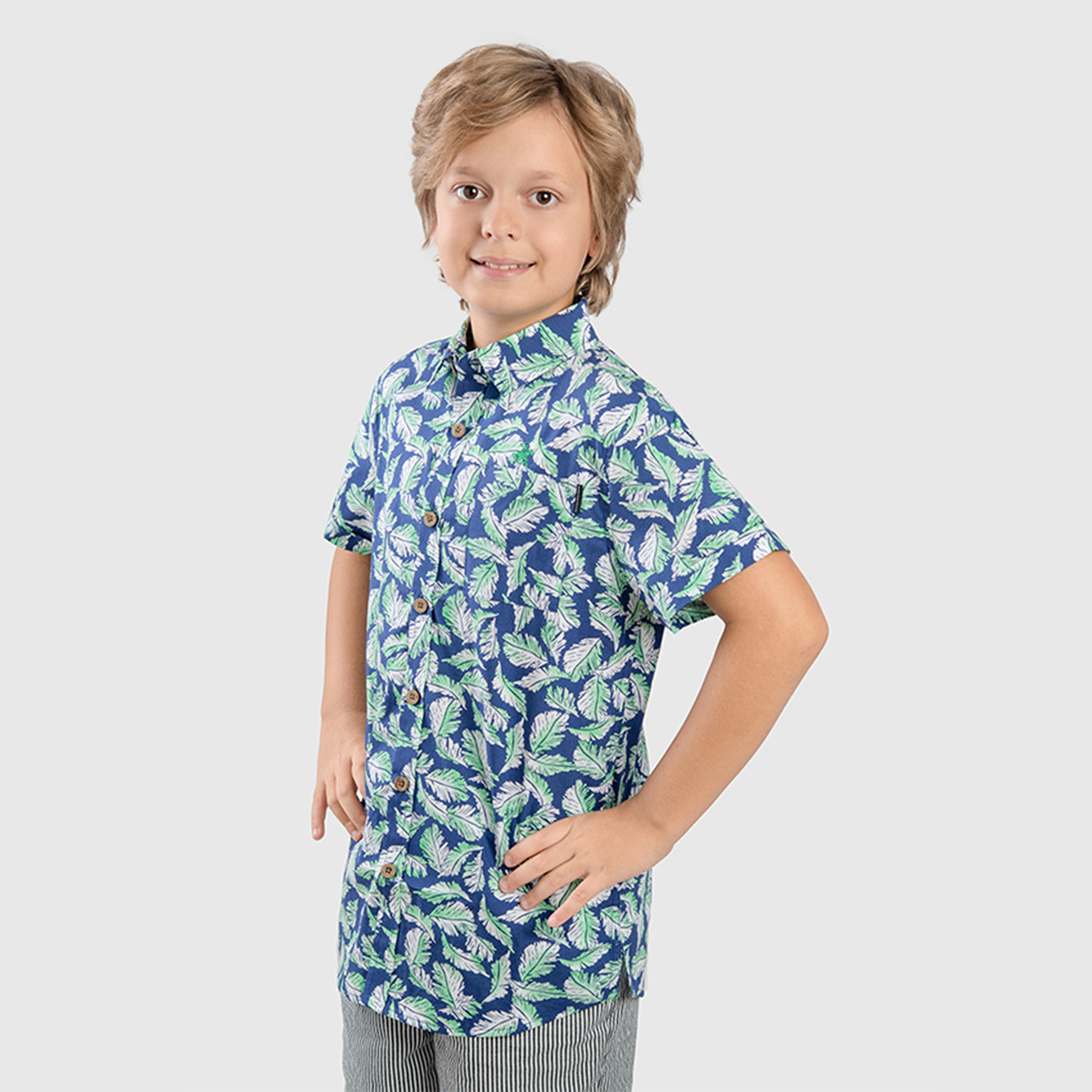 Beverly Hills Polo Club Cotton Floral Printed Neck Shirt-boys-clothing-shirts-image-2