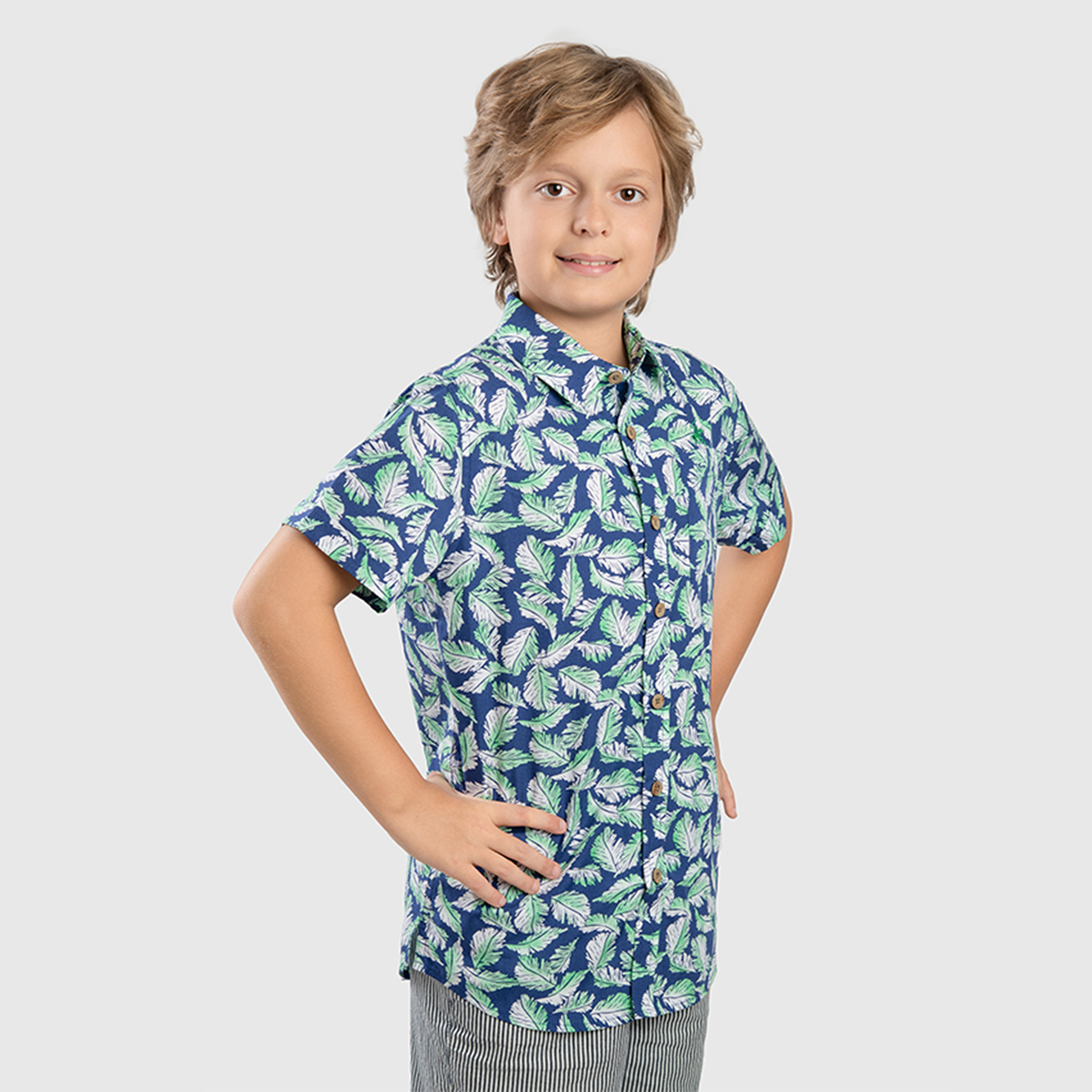 Beverly Hills Polo Club Cotton Floral Printed Neck Shirt-boys-clothing-shirts-image-3