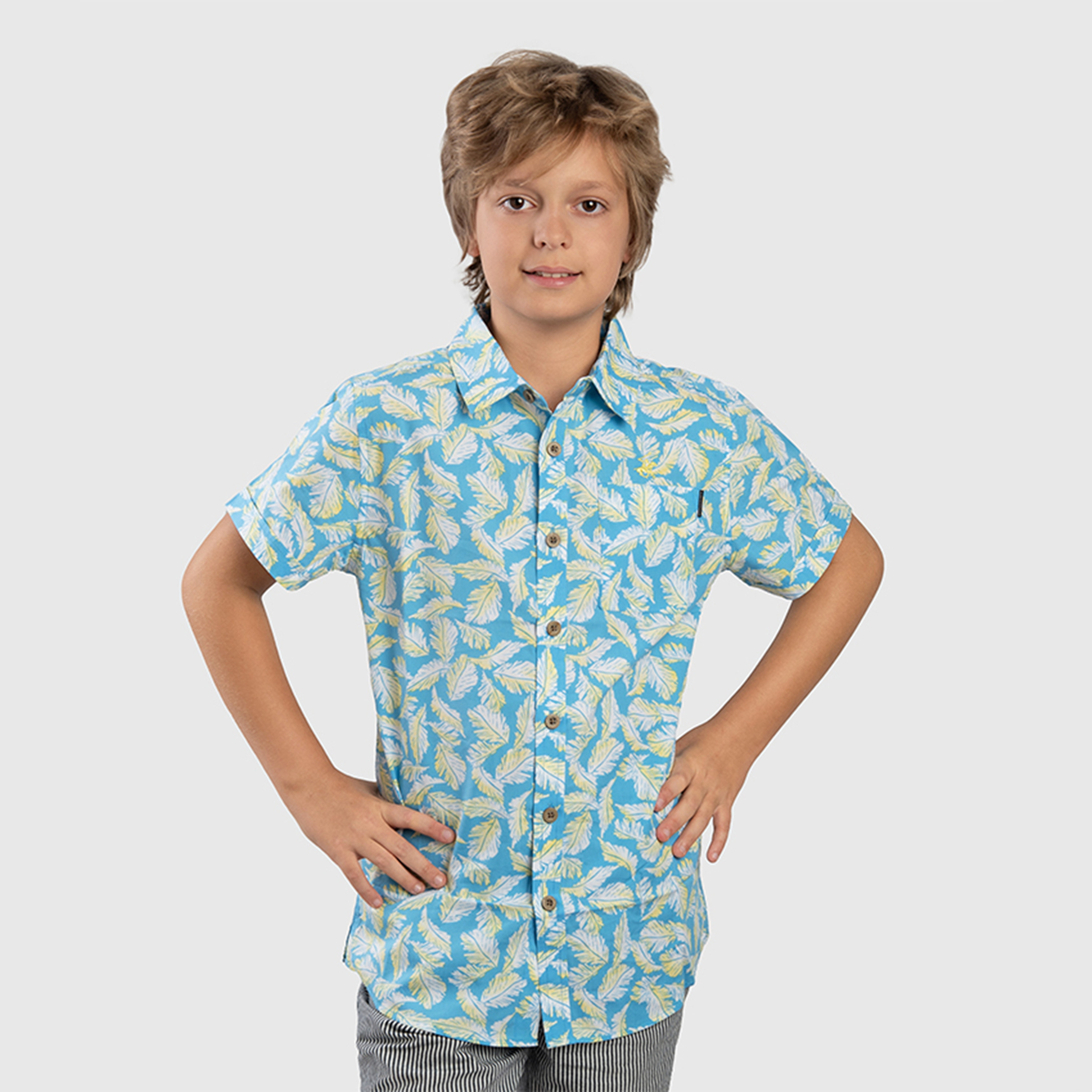 Beverly Hills Polo Club Cotton Floral Printed Neck Shirt-boys-clothing-shirts-image-1
