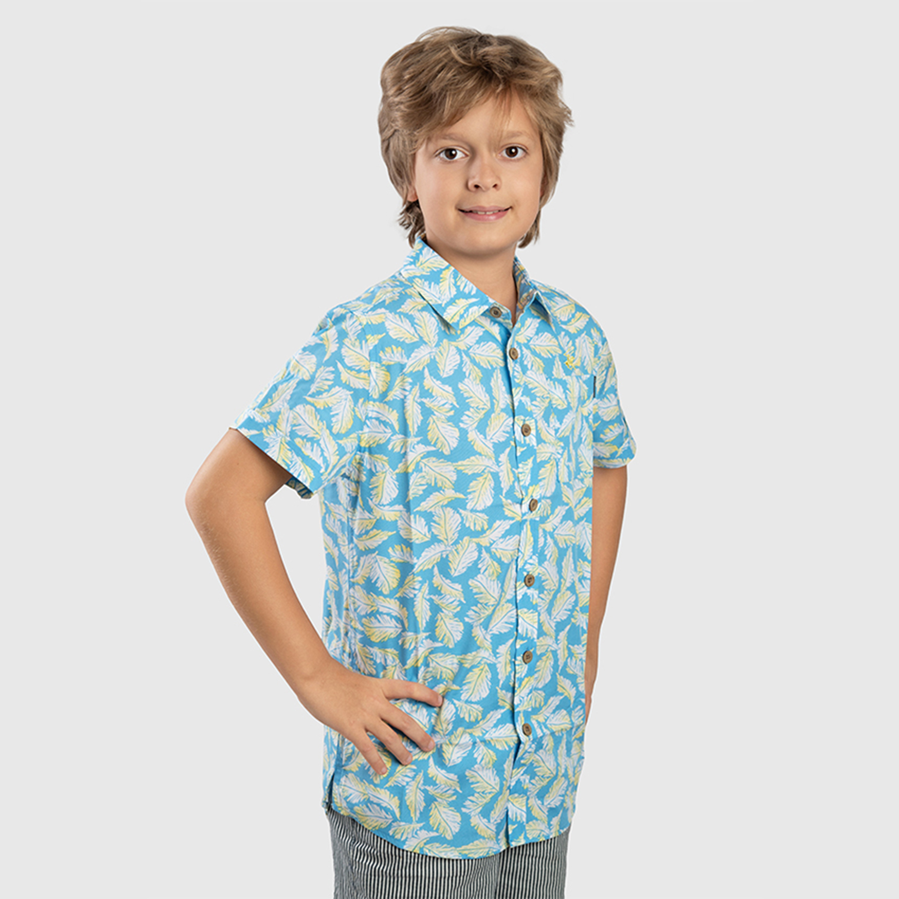 Beverly Hills Polo Club Cotton Floral Printed Neck Shirt-boys-clothing-shirts-image-3