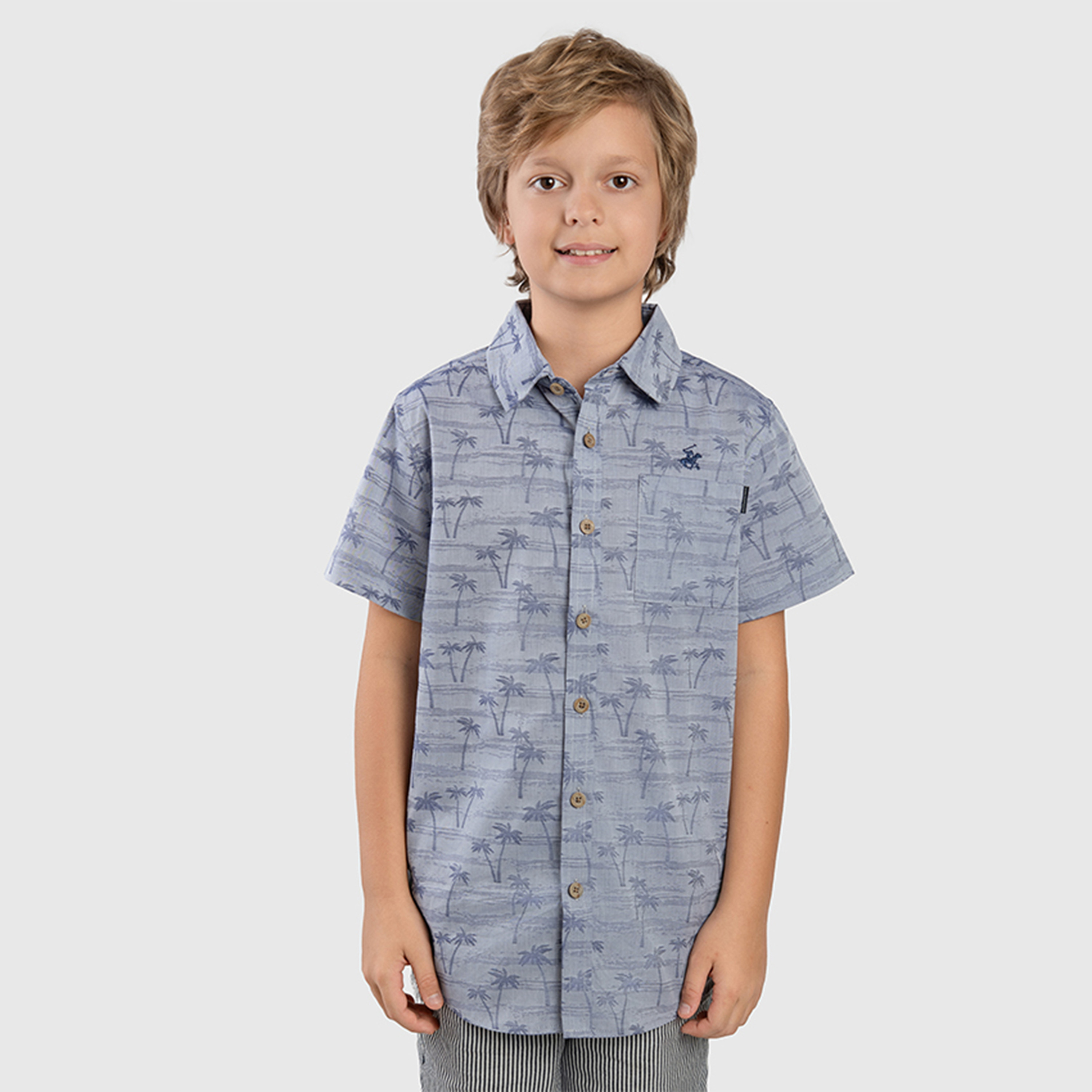 Beverly Hills Polo Club Cotton Floral Printed Neck Shirt-boys-clothing-shirts-image-1