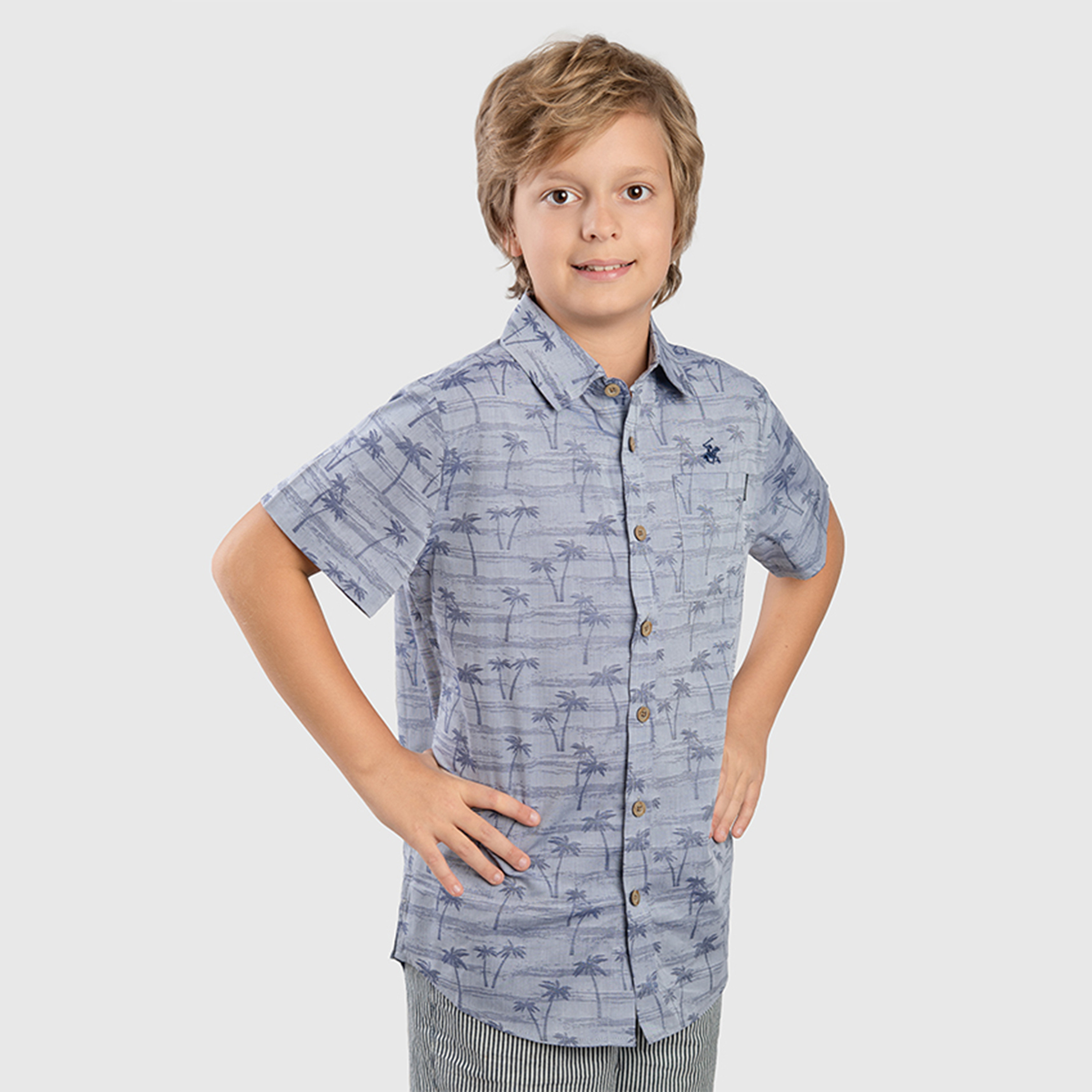 Beverly Hills Polo Club Cotton Floral Printed Neck Shirt-boys-clothing-shirts-image-3