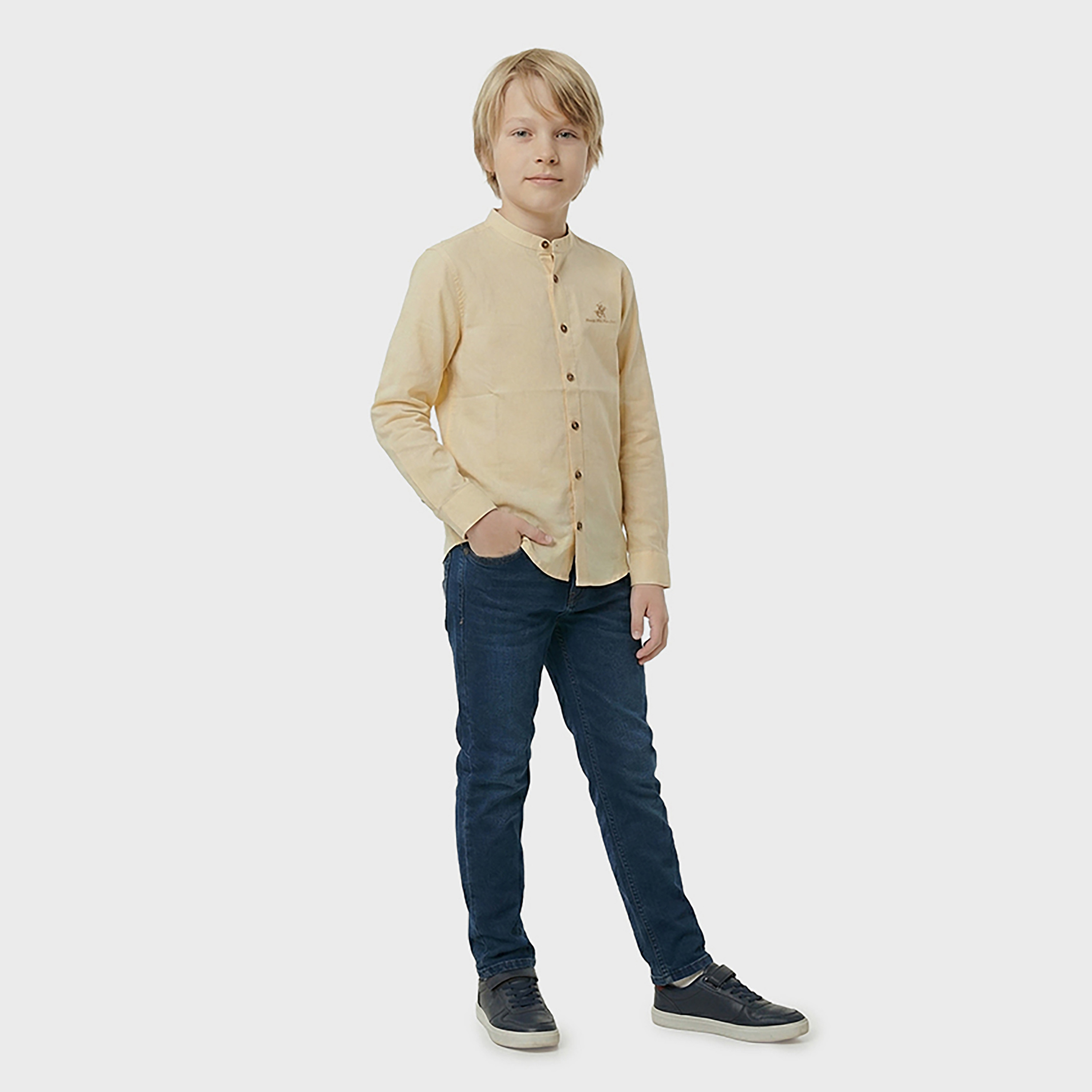 Beverly Hills Polo Club Solid Cotton Long Sleeves Mandarin Collar Shirt-boys-clothing-shirts-image-4