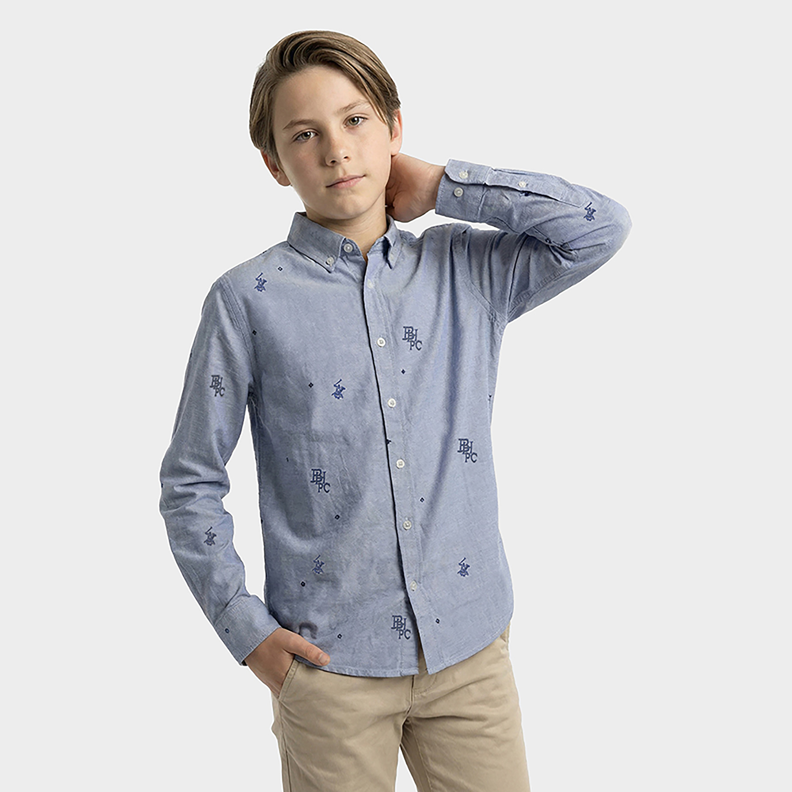 Beverly Hills Polo Club Printed Cotton Long Sleeves Mandarin Collar Shirt-boys-clothing-shirts-image-1