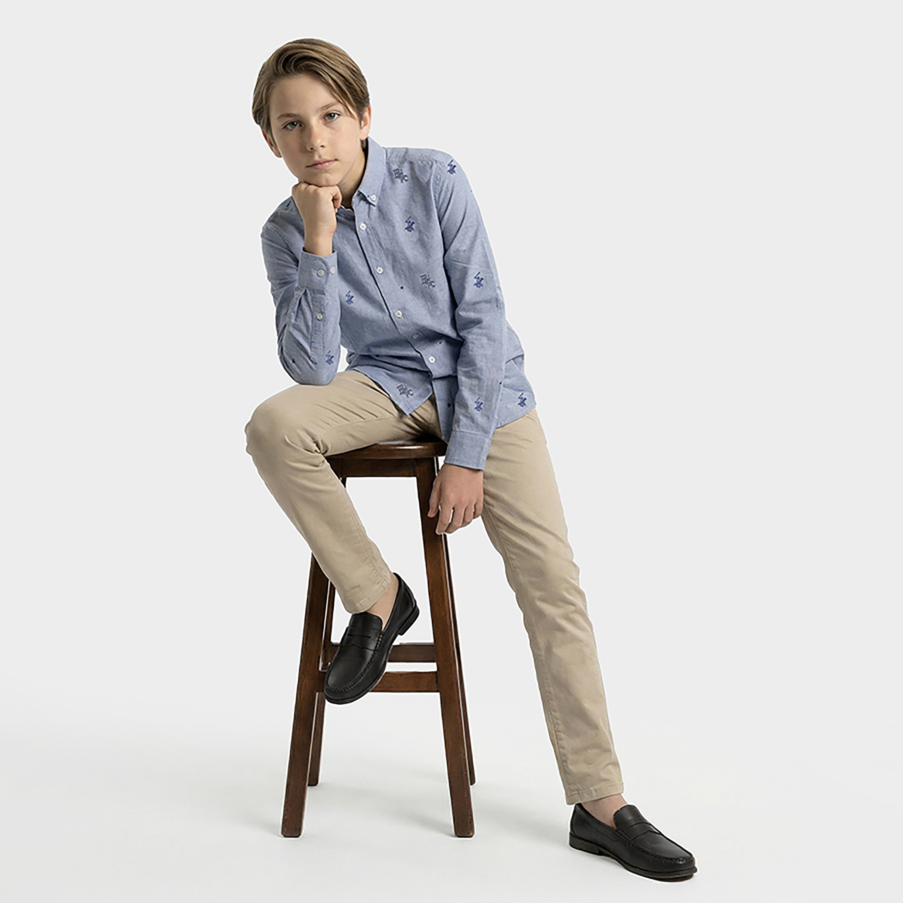 Beverly Hills Polo Club Printed Cotton Long Sleeves Mandarin Collar Shirt-boys-clothing-shirts-image-2