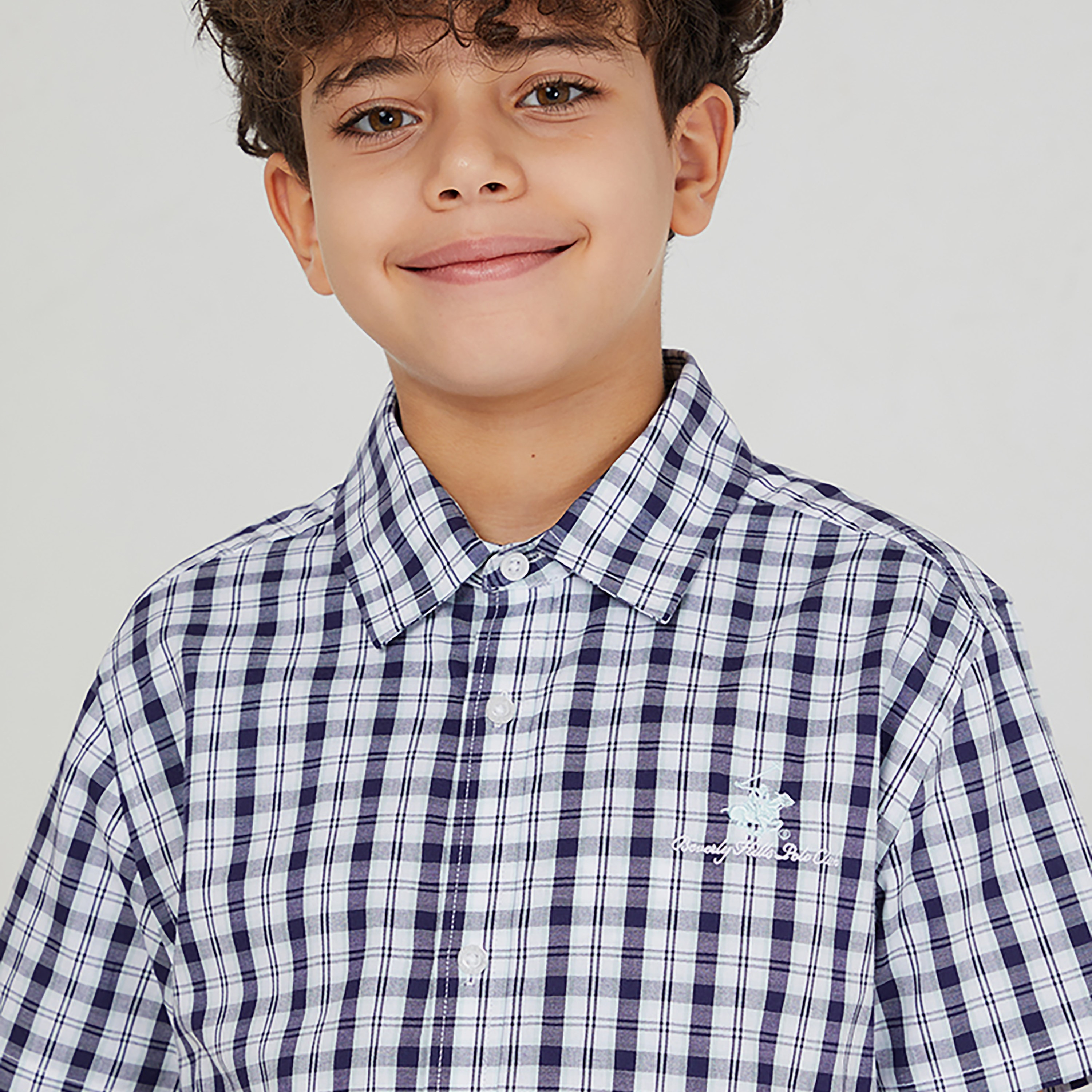 Beverly Hills Polo Club Cotton Checked Neck Shirt-boys-clothing-shirts-image-3