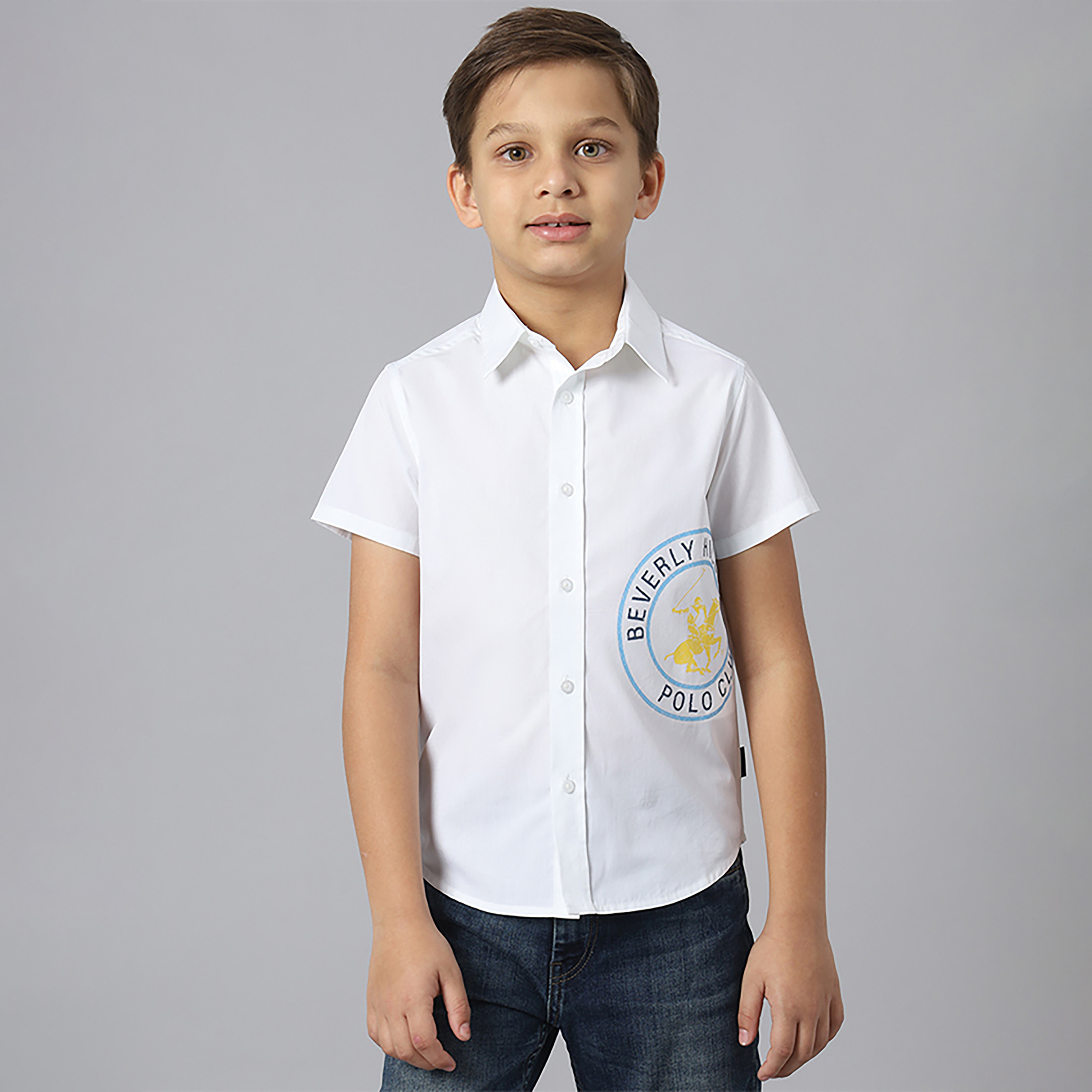 Beverly Hills Polo Club Graphic Cotton Short Sleeves Collared Shirt-boys-clothing-shirts-image-1