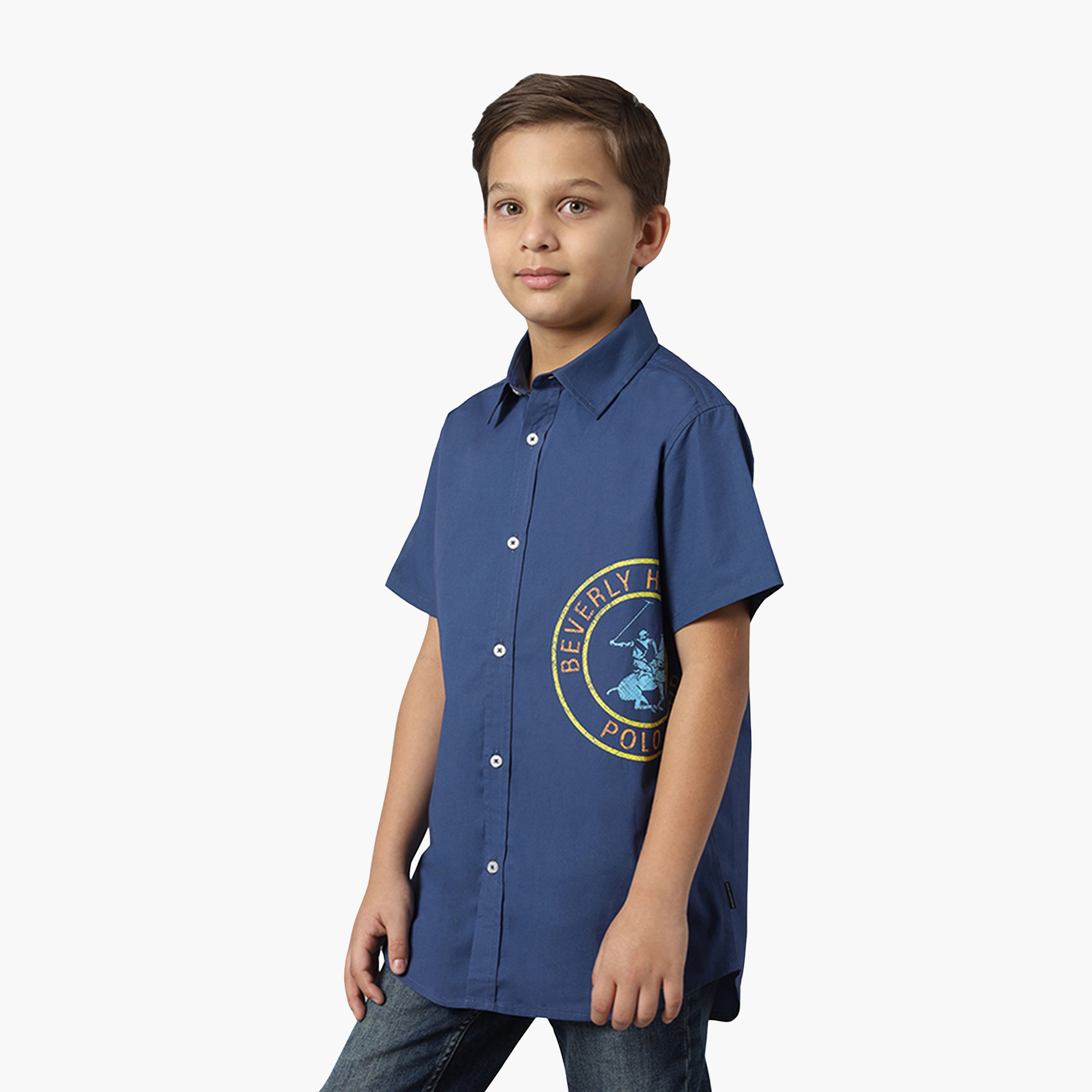Beverly Hills Polo Club Cotton Solid Neck Shirt-boys-clothing-shirts-image-2