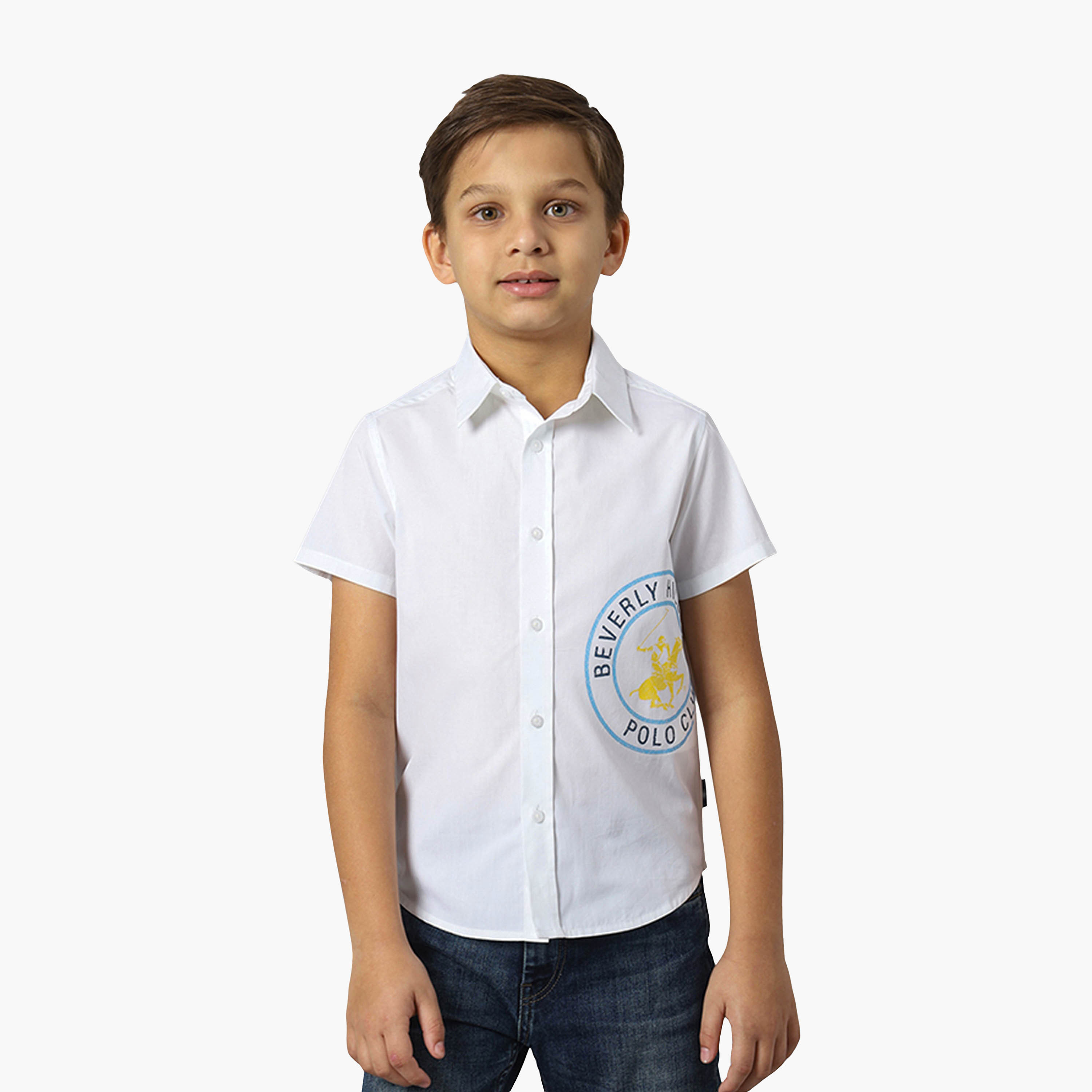 Beverly Hills Polo Club Cotton Solid Neck Shirt-boys-clothing-shirts-image-1