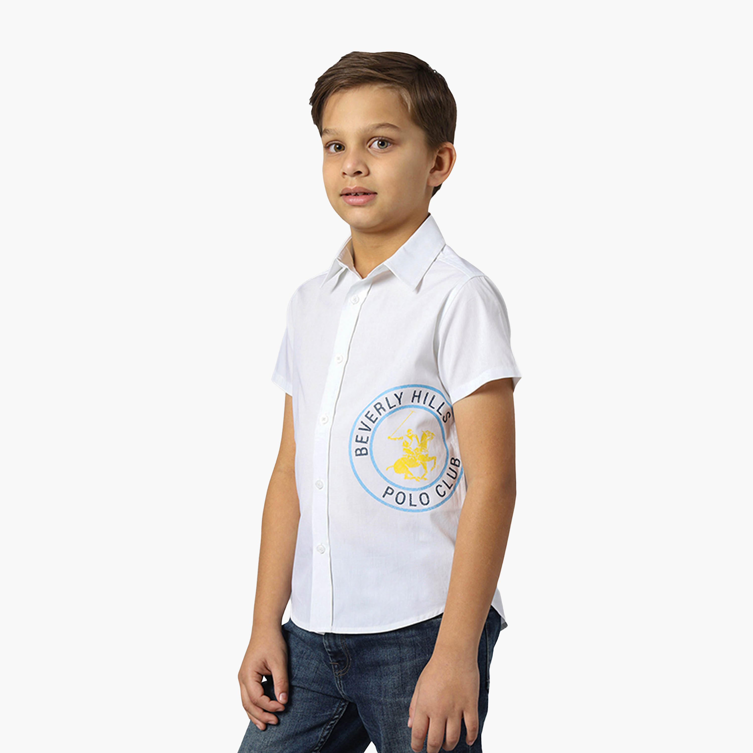 Beverly Hills Polo Club Cotton Solid Neck Shirt-boys-clothing-shirts-image-2