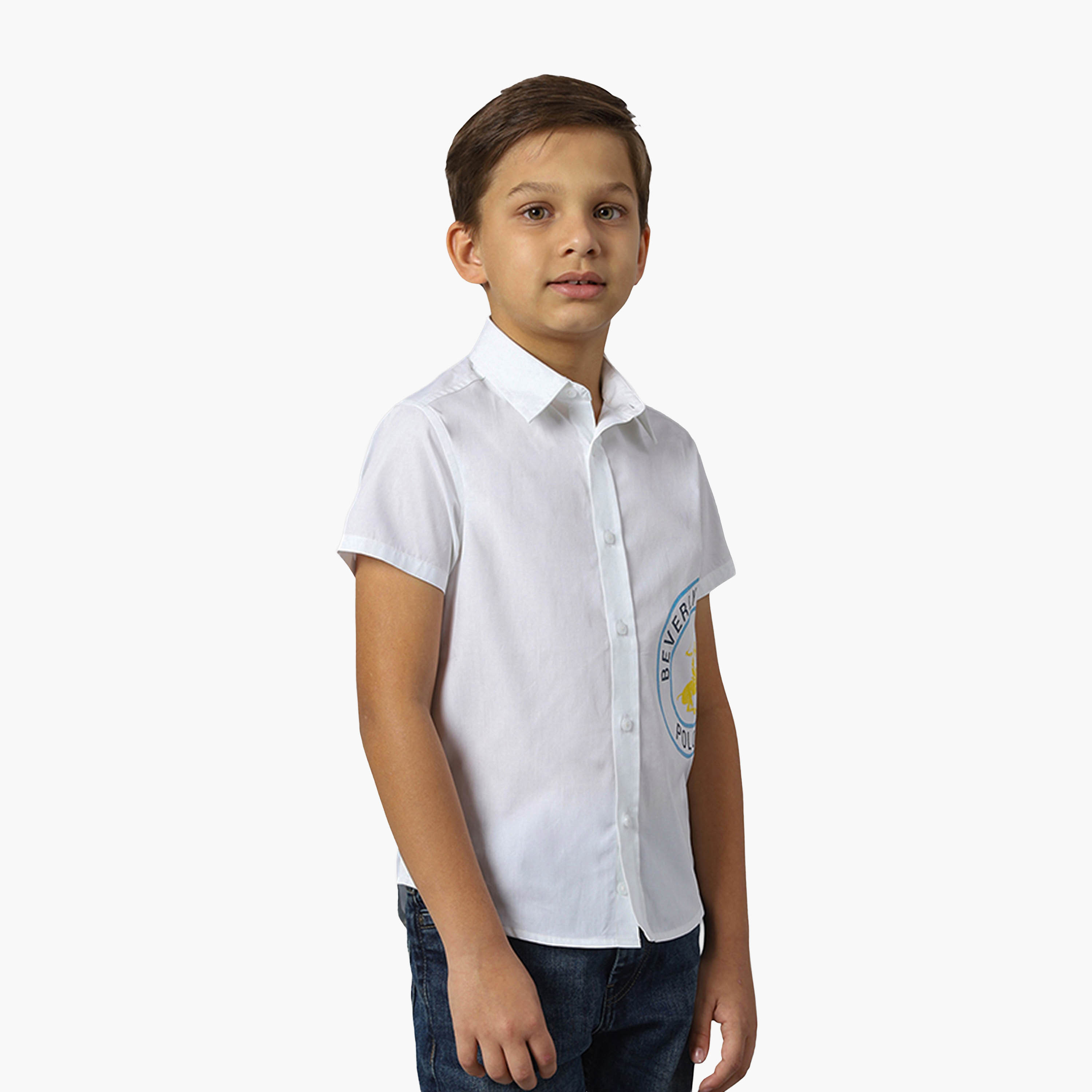 Beverly Hills Polo Club Cotton Solid Neck Shirt-boys-clothing-shirts-image-3