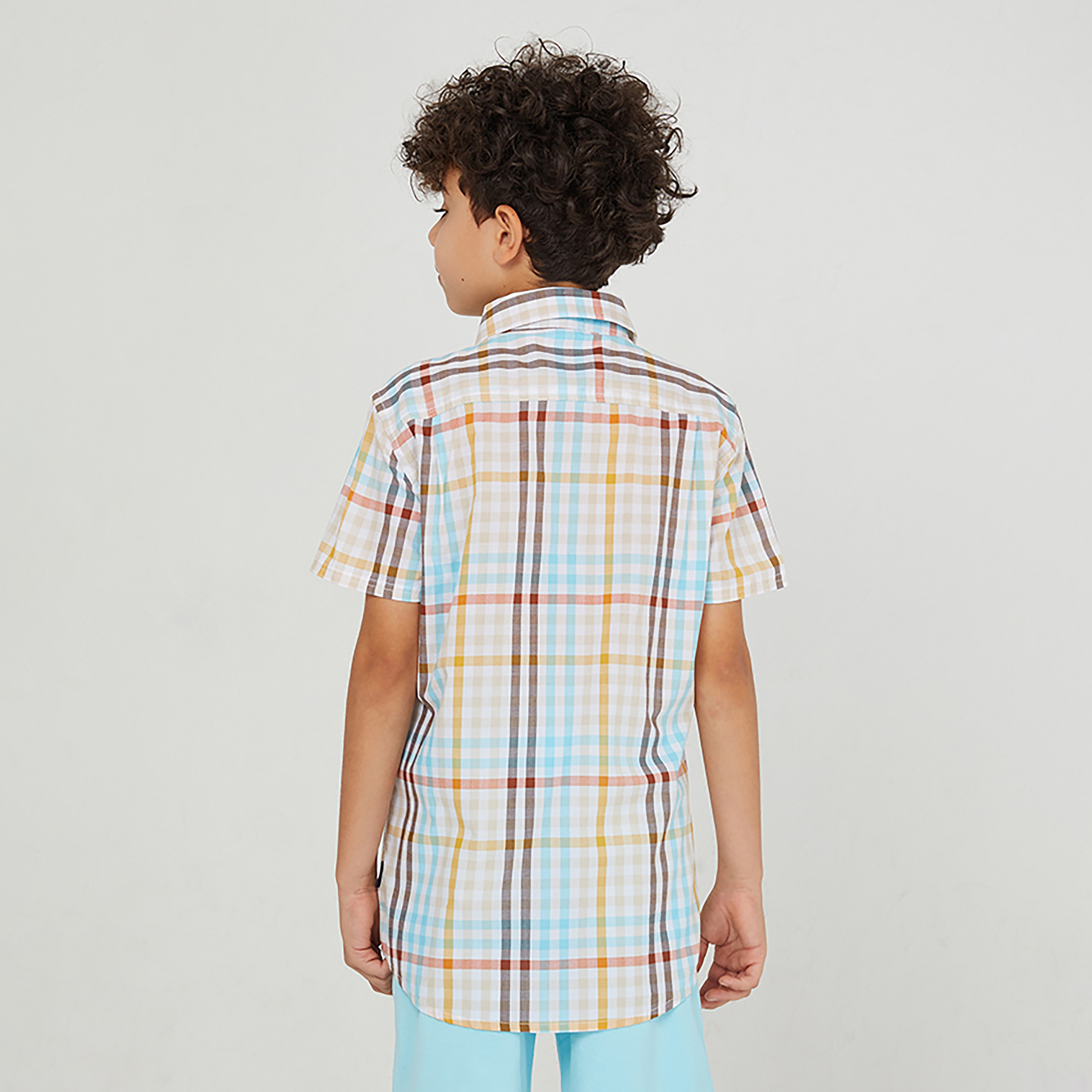 Beverly Hills Polo Club Checked Cotton Short Sleeves Collared Shirt-boys-clothing-shirts-image-3