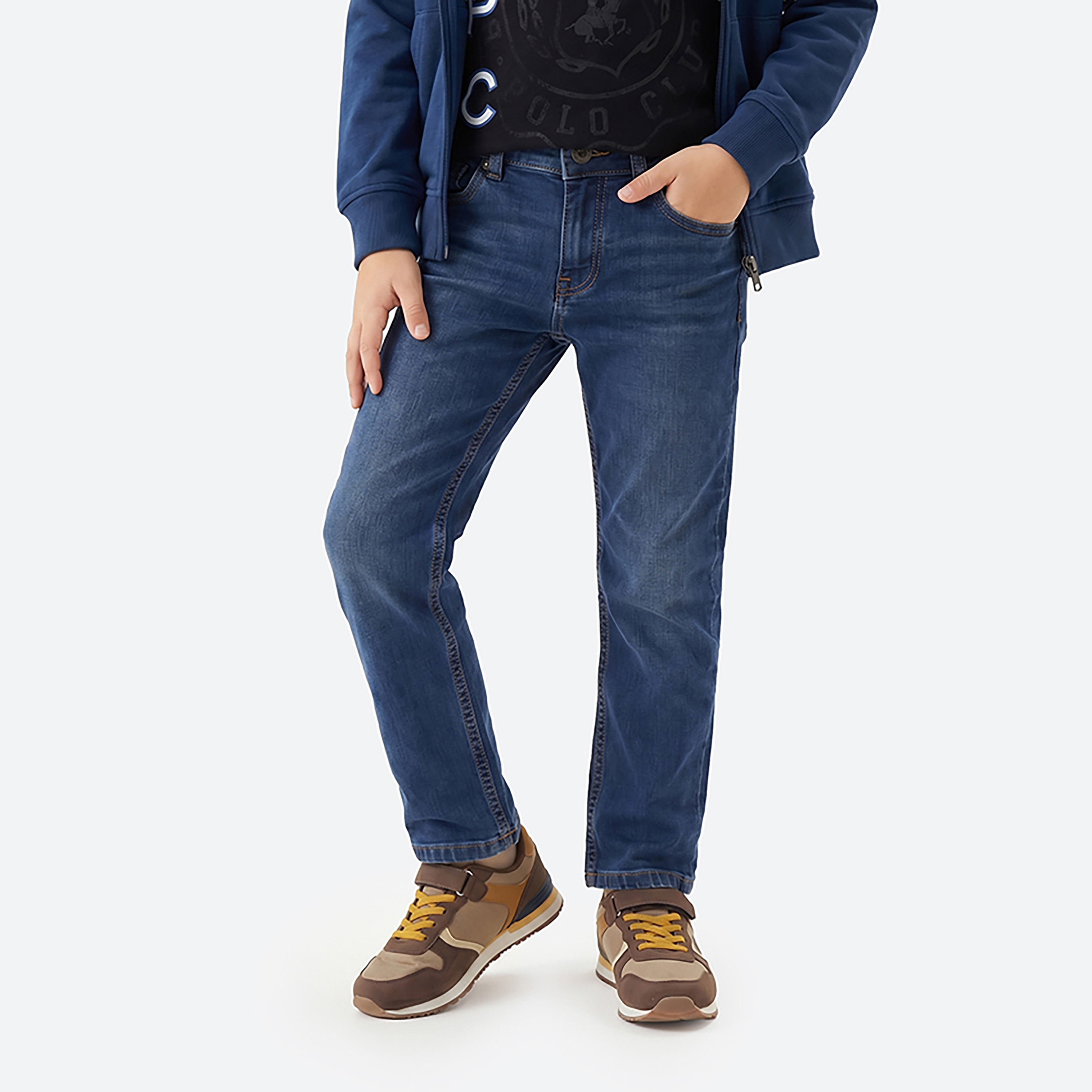 بنطال جينز رجالي سادة بقصة منتظمة من بيفرلي هيلز بولو كلوب-boys-clothing-bottoms-jeans-image-1