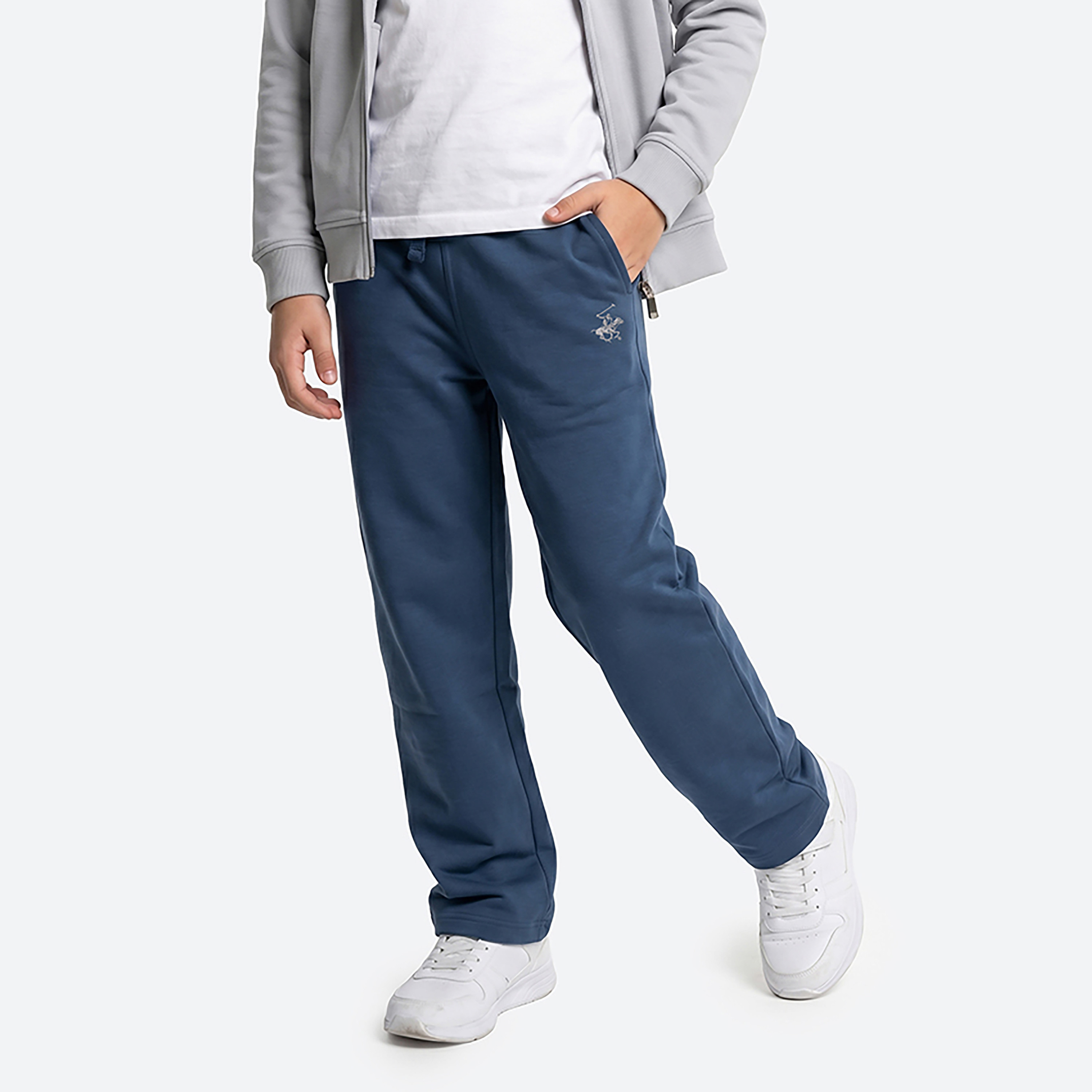 Beverly Hills Polo Club Solid Cotton Elasticated Drawstring Track Pants-boys-clothing-bottoms-joggersandtrackpants-image-1