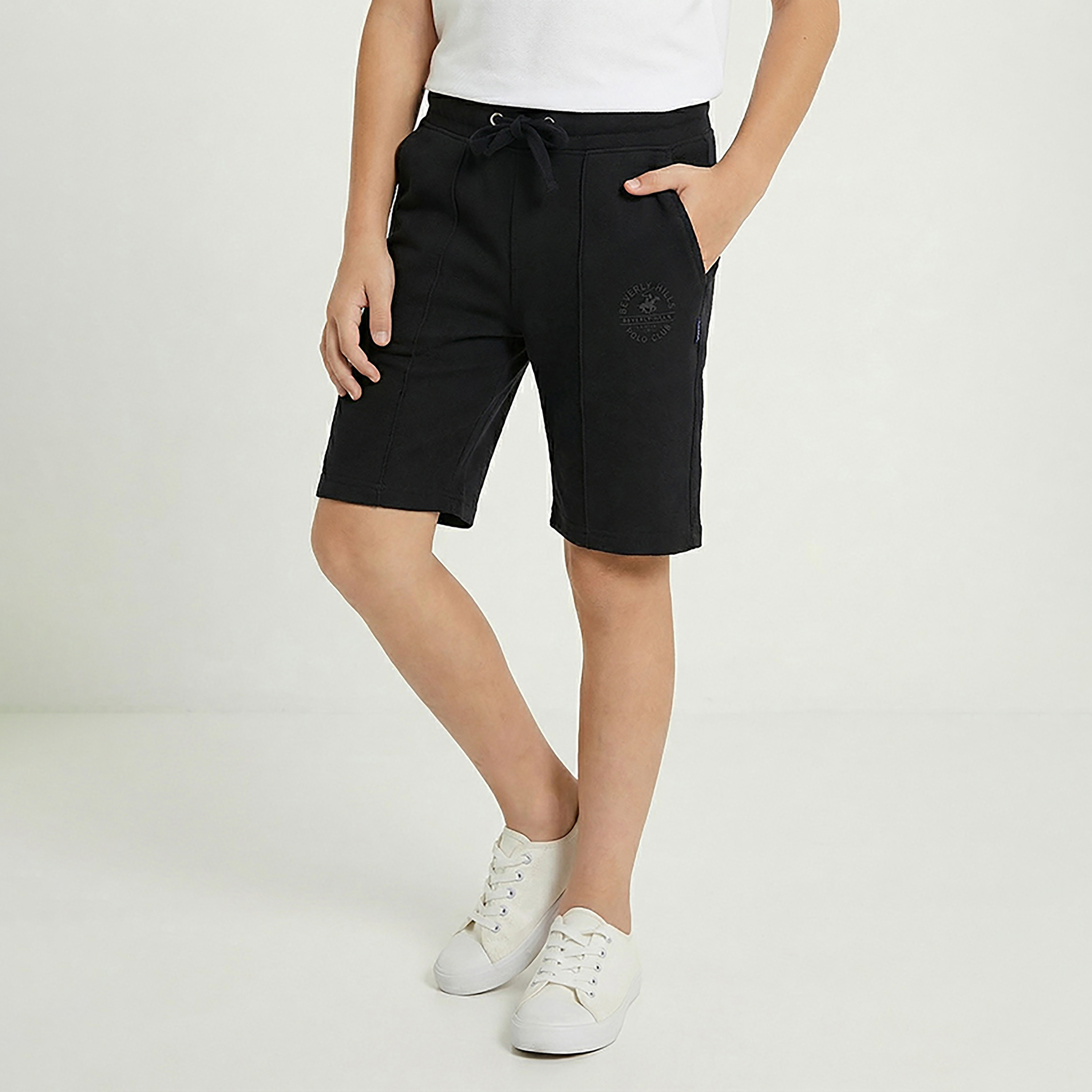 شورت سادة بخصر مرن ورباط من بيفرلي هيلز بولو كلوب-baby-boys-clothing-bottoms-shorts-image-1
