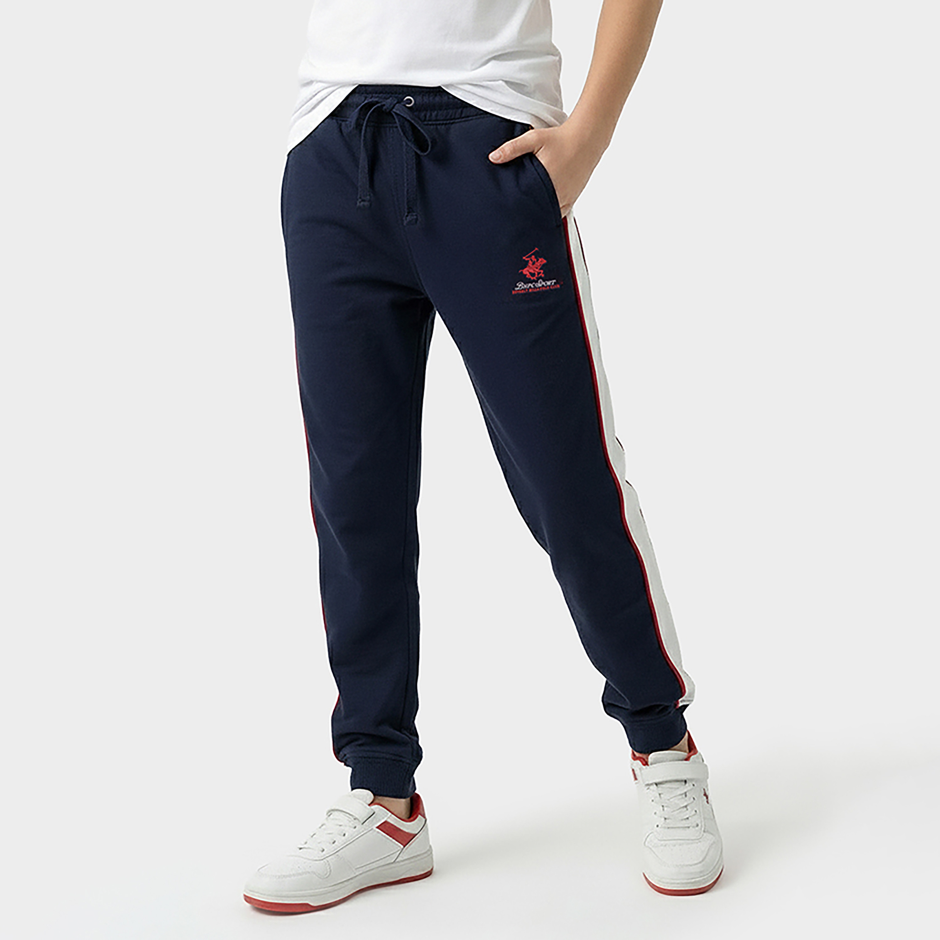 Beverly Hills Polo Club Solid Cotton Elasticated Drawstring Joggers-boys-clothing-bottoms-joggersandtrackpants-image-1