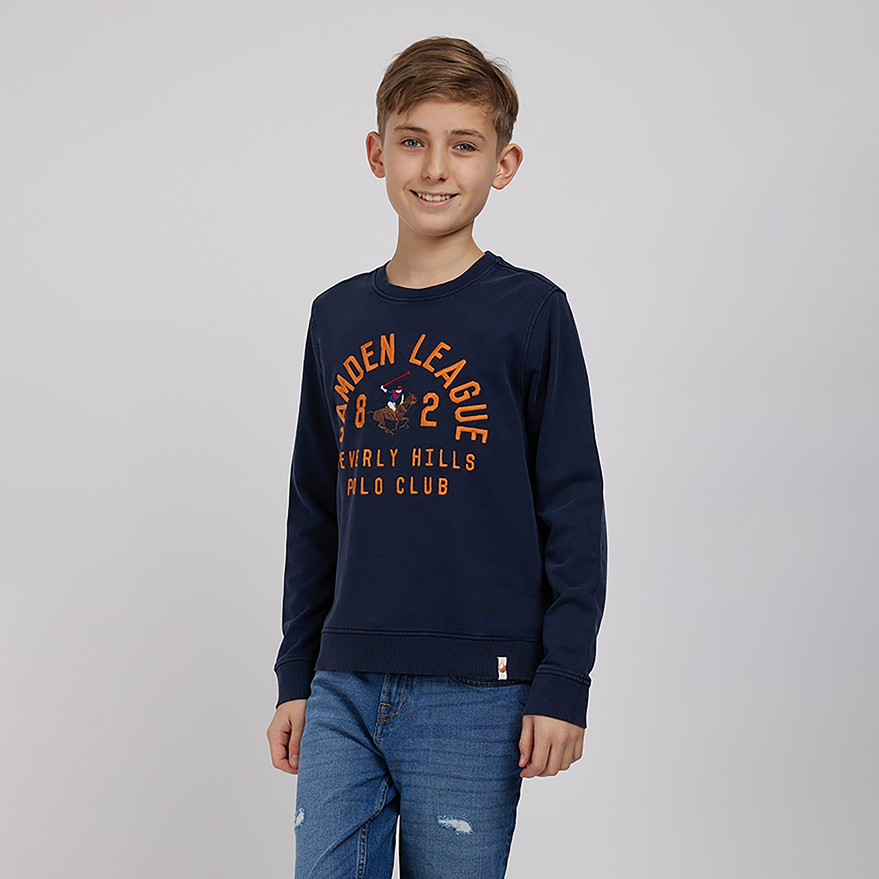 سويتشيرت مطرز برقبة دائرية من بيفيرلي هيلز بولو كلوب-boys-clothing-winterwear-sweatshirts-image-1