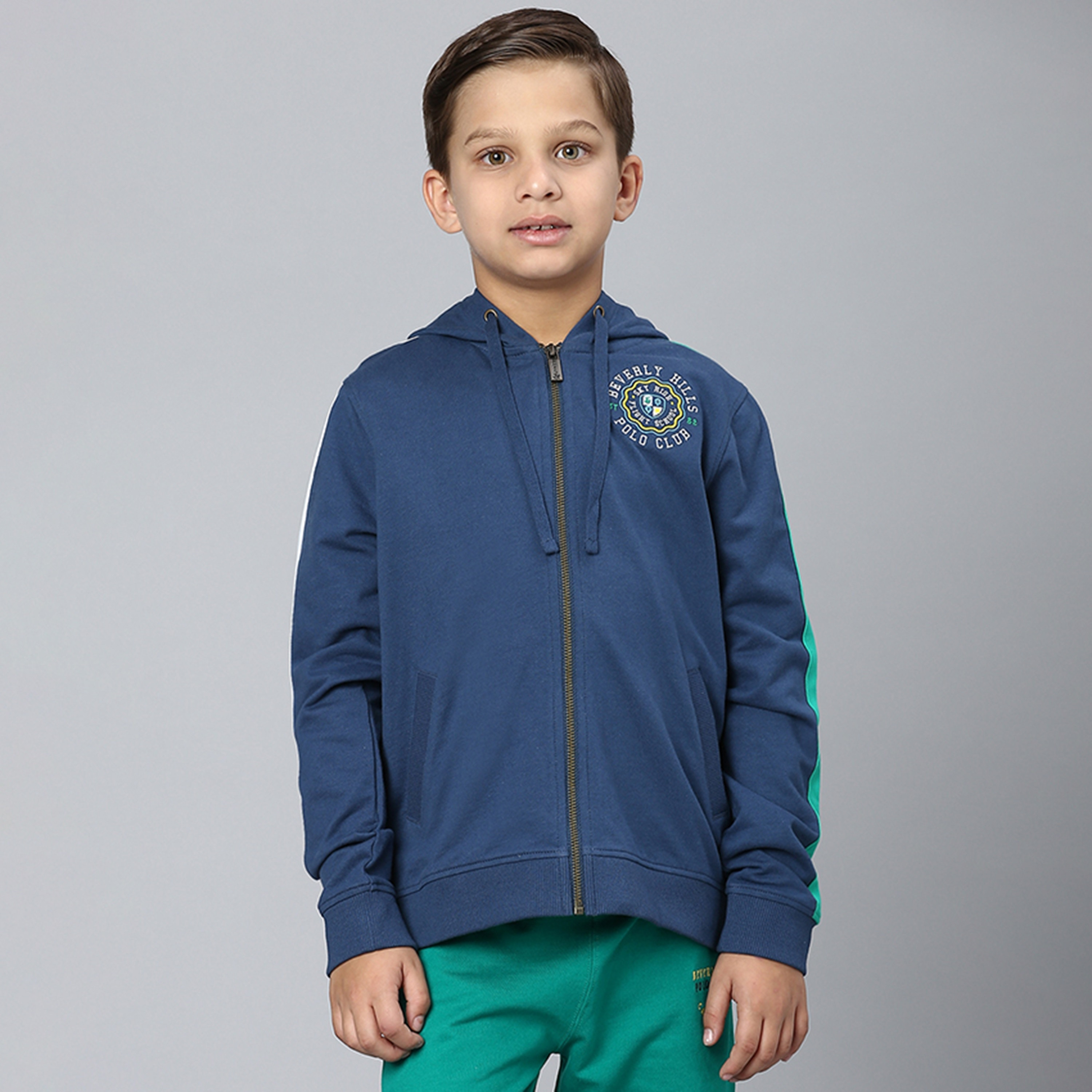 سويت شيرت بهودي بأكمام طويلة مزين بالشعار من بيفرلي هيلز بولو كلوب-boys-clothing-winterwear-sweatshirts-image-1
