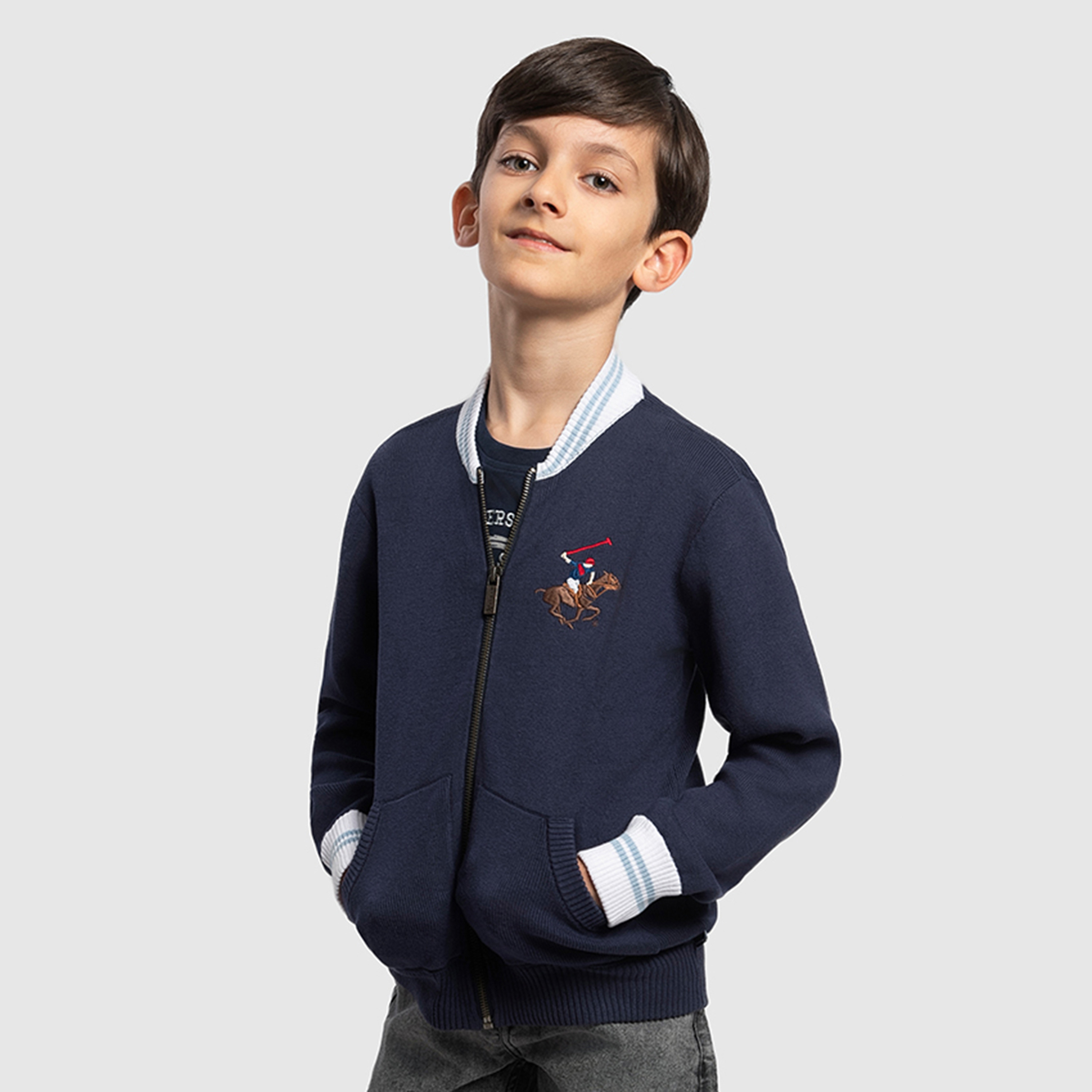 سترة رجالية بسحّاب سادة من القطن من بيفرلي هيلز بولو كلوب-boys-clothing-winterwear-jumpersandcardigans-image-3