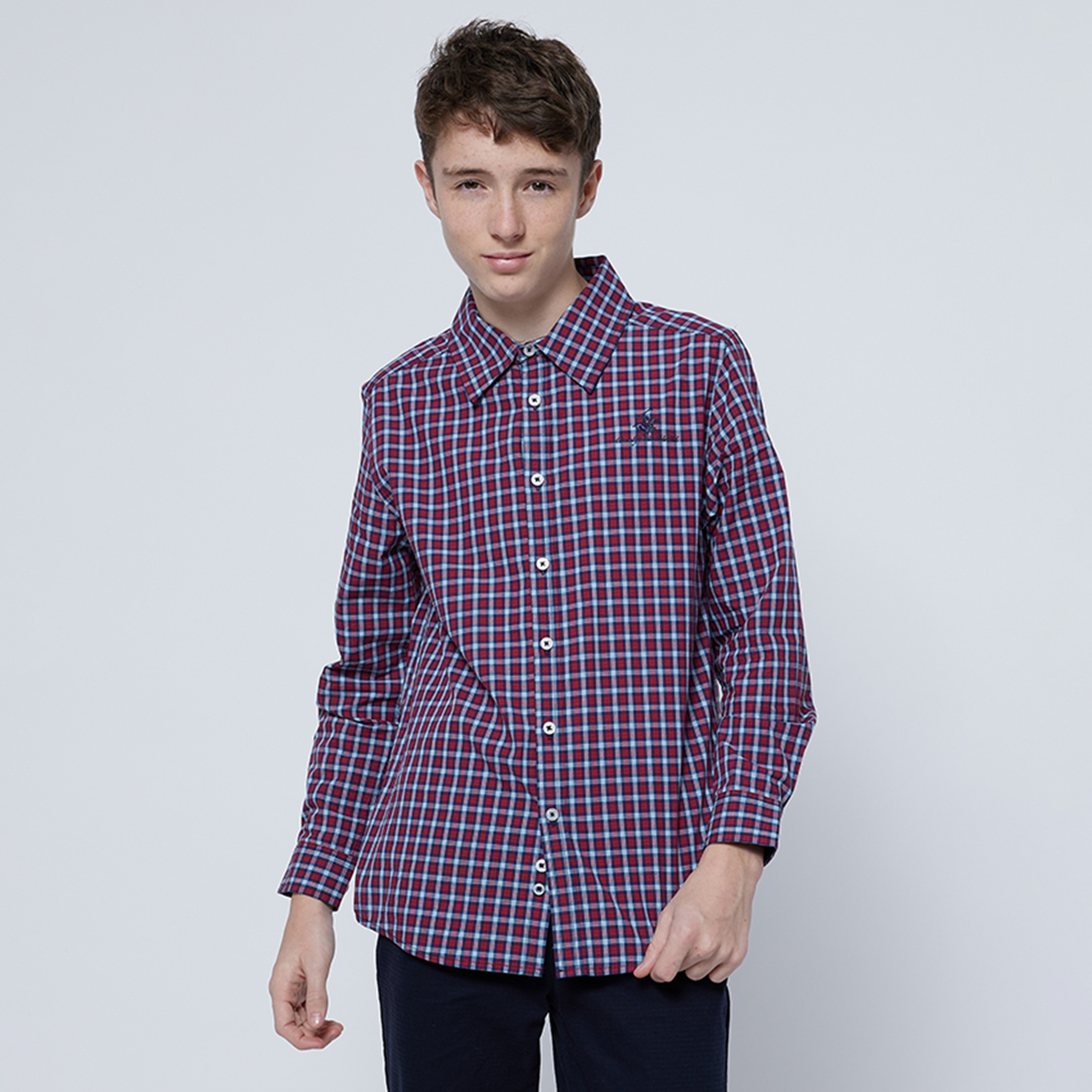 Buy Beverly Hills Polo Club Logo Embroidered Plaid Shirt Online