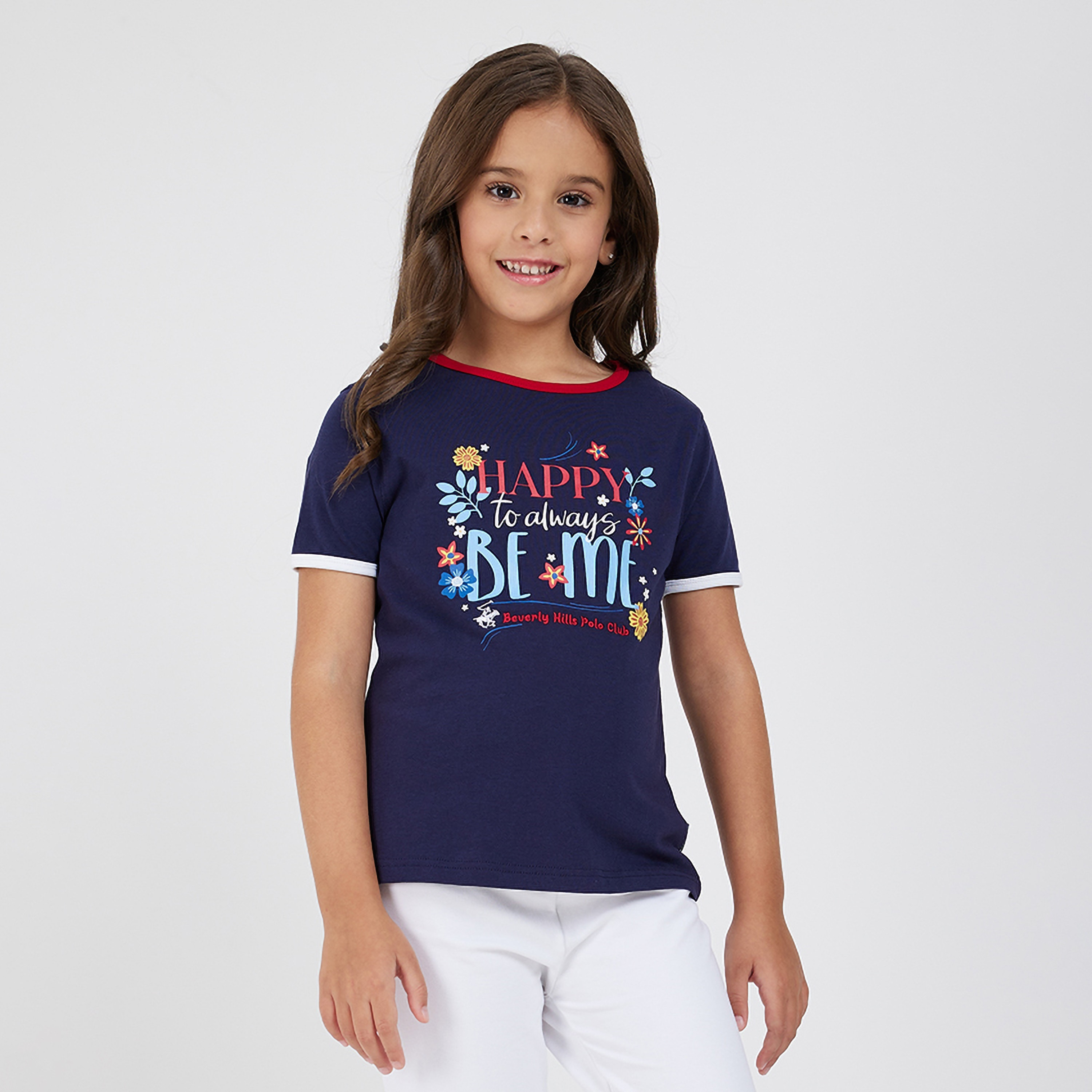 تيشيرت بأكمام قصيرة وطبعة زهور من بيفرلي هيلز بولو كلوب-girls-clothing-tshirts-image-1