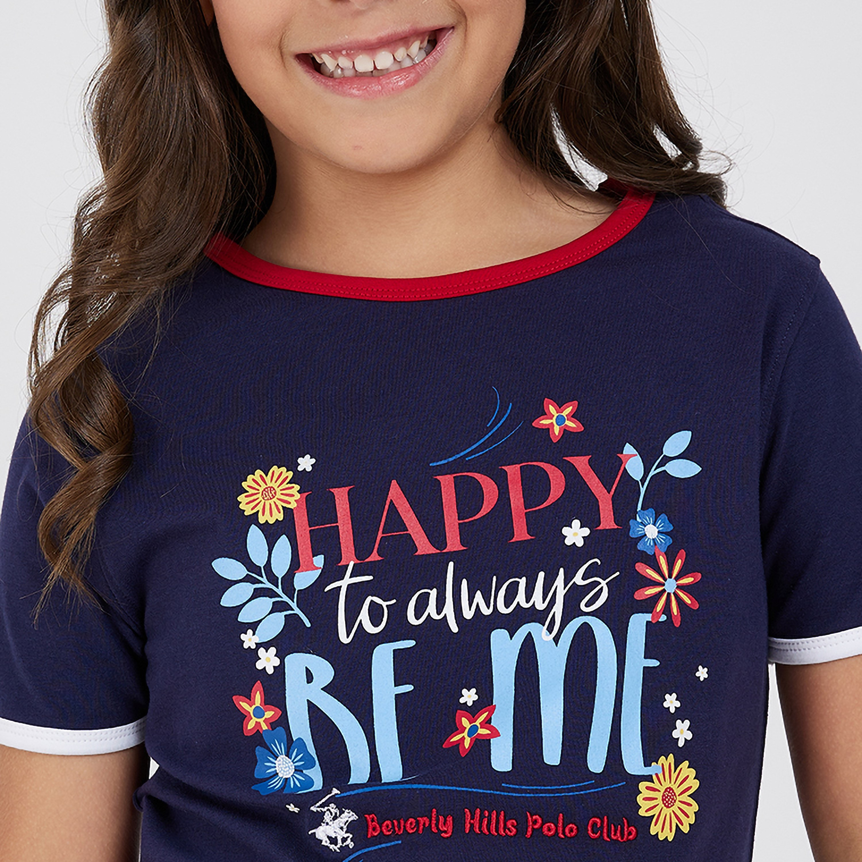 تيشيرت بأكمام قصيرة وطبعة زهور من بيفرلي هيلز بولو كلوب-girls-clothing-tshirts-image-3