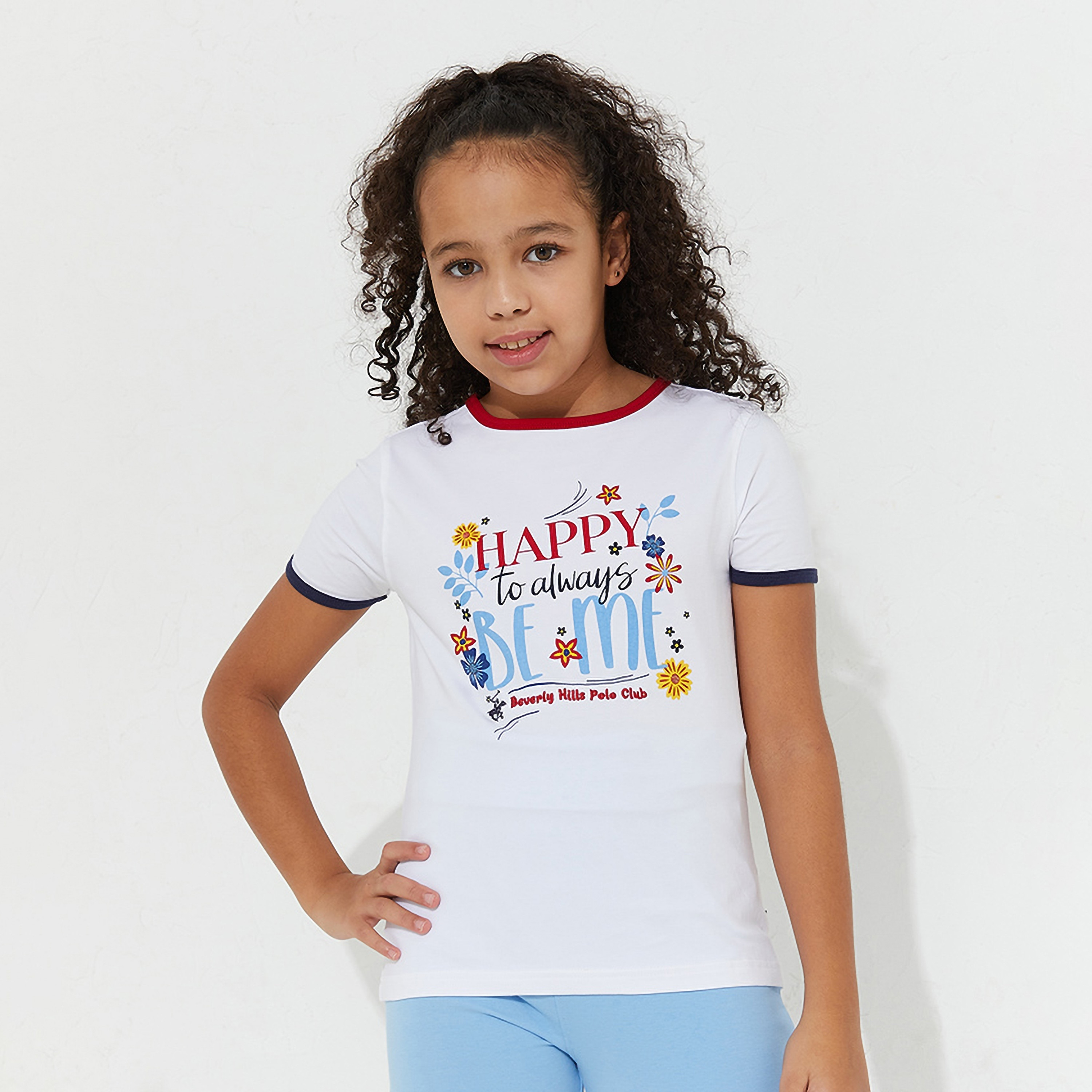 تيشيرت بأكمام قصيرة وطبعة زهور من بيفرلي هيلز بولو كلوب-girls-clothing-tshirts-image-5