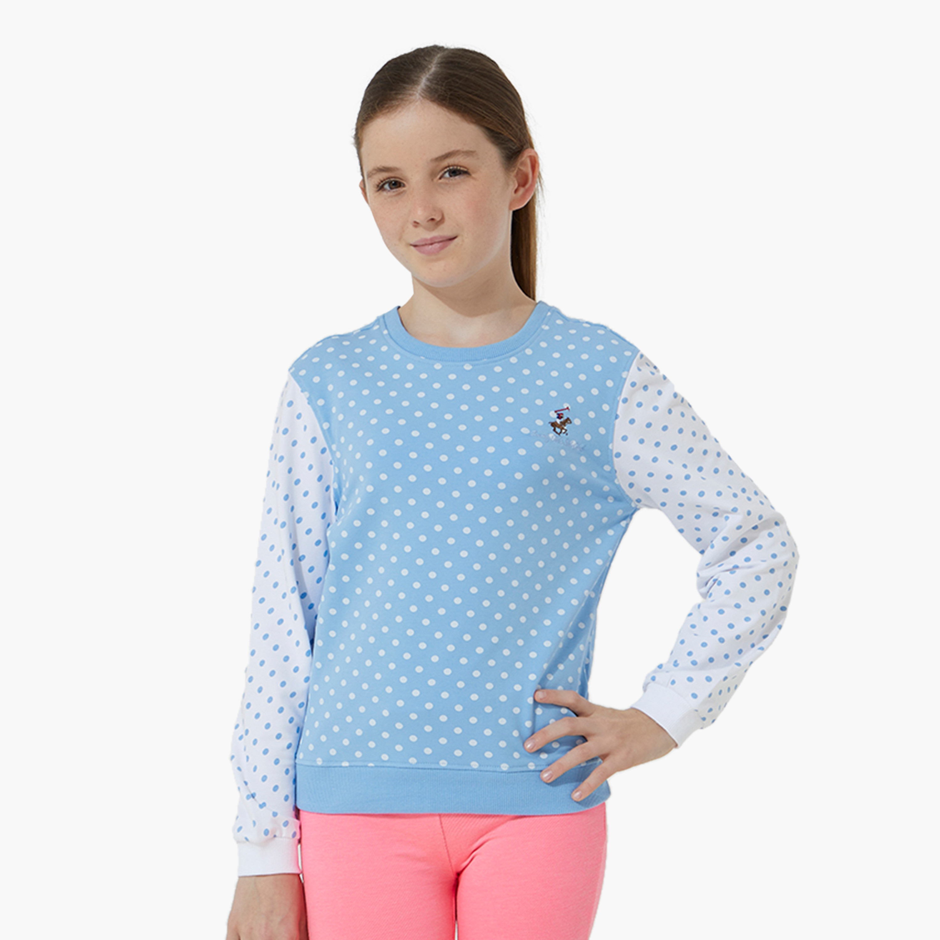 Beverly Hills Polo Club Logo Embroidered Polka Dot Sweatshirt-girls-clothing-winterwear-sweatshirts-image-1