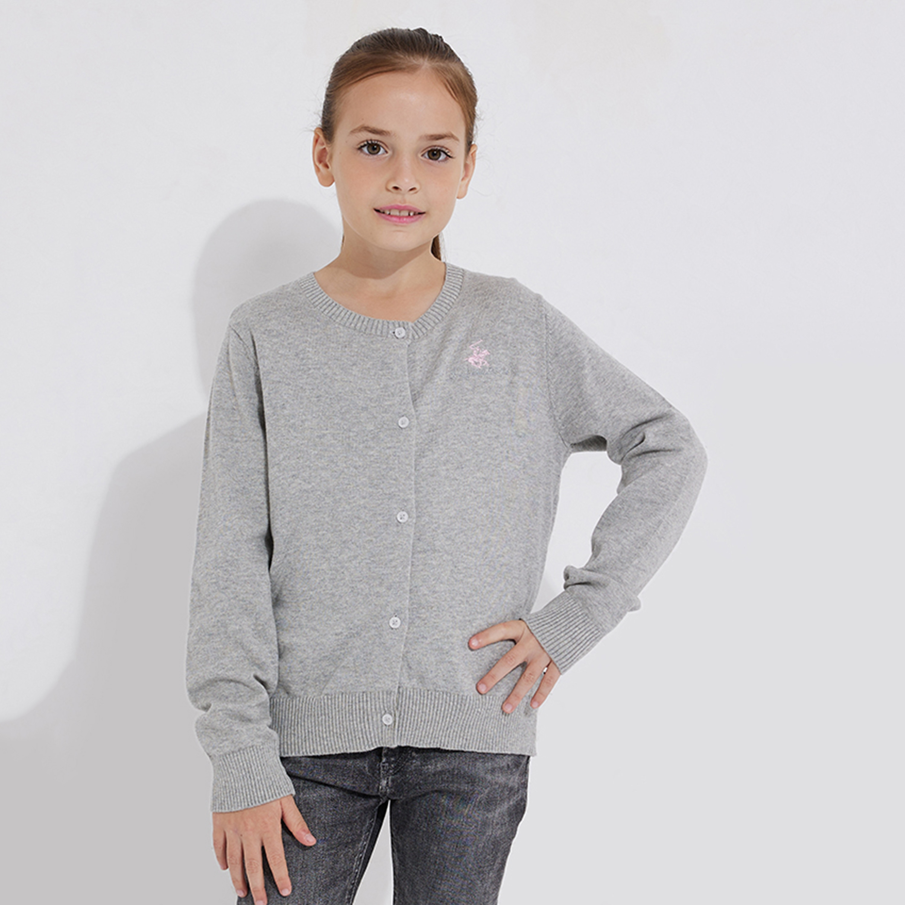 كنزة  للبنات بأكمام طويلة وأزرار أمامية من بيفرلي هيلز بولو كلوب-girls-clothing-jumpersandcardigans-image-5