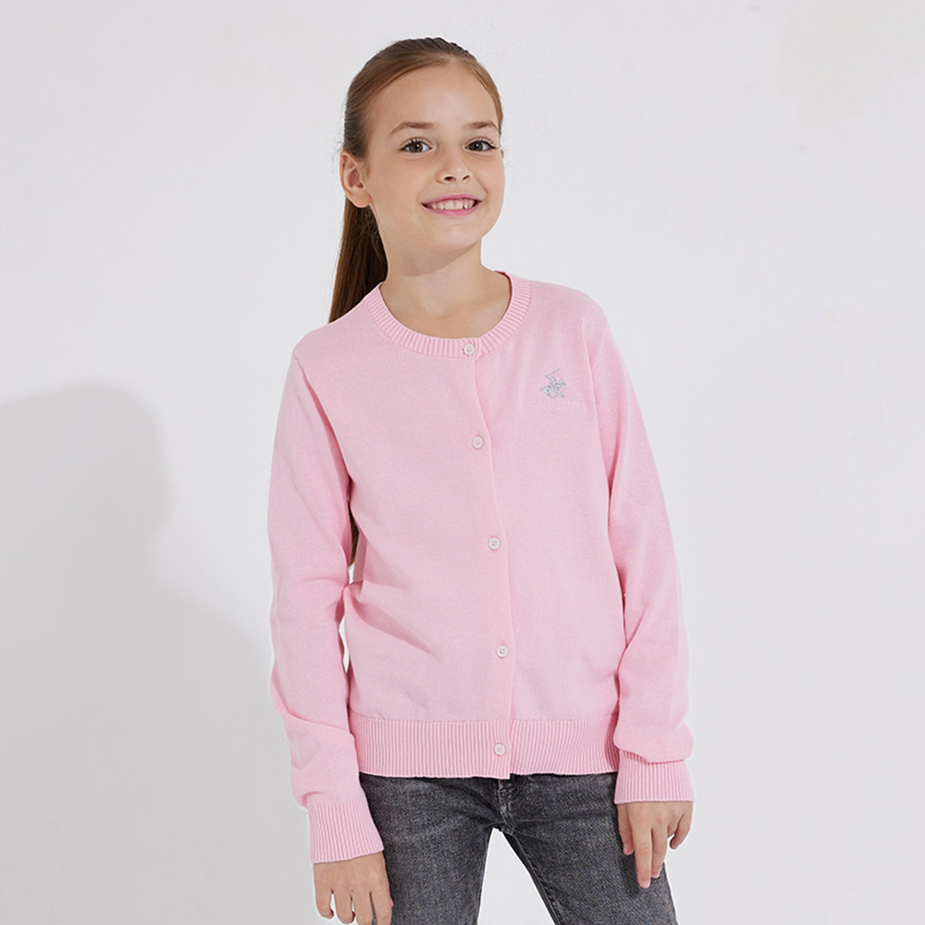 كنزة  للبنات بأكمام طويلة وأزرار أمامية من بيفرلي هيلز بولو كلوب-girls-clothing-jumpersandcardigans-image-1