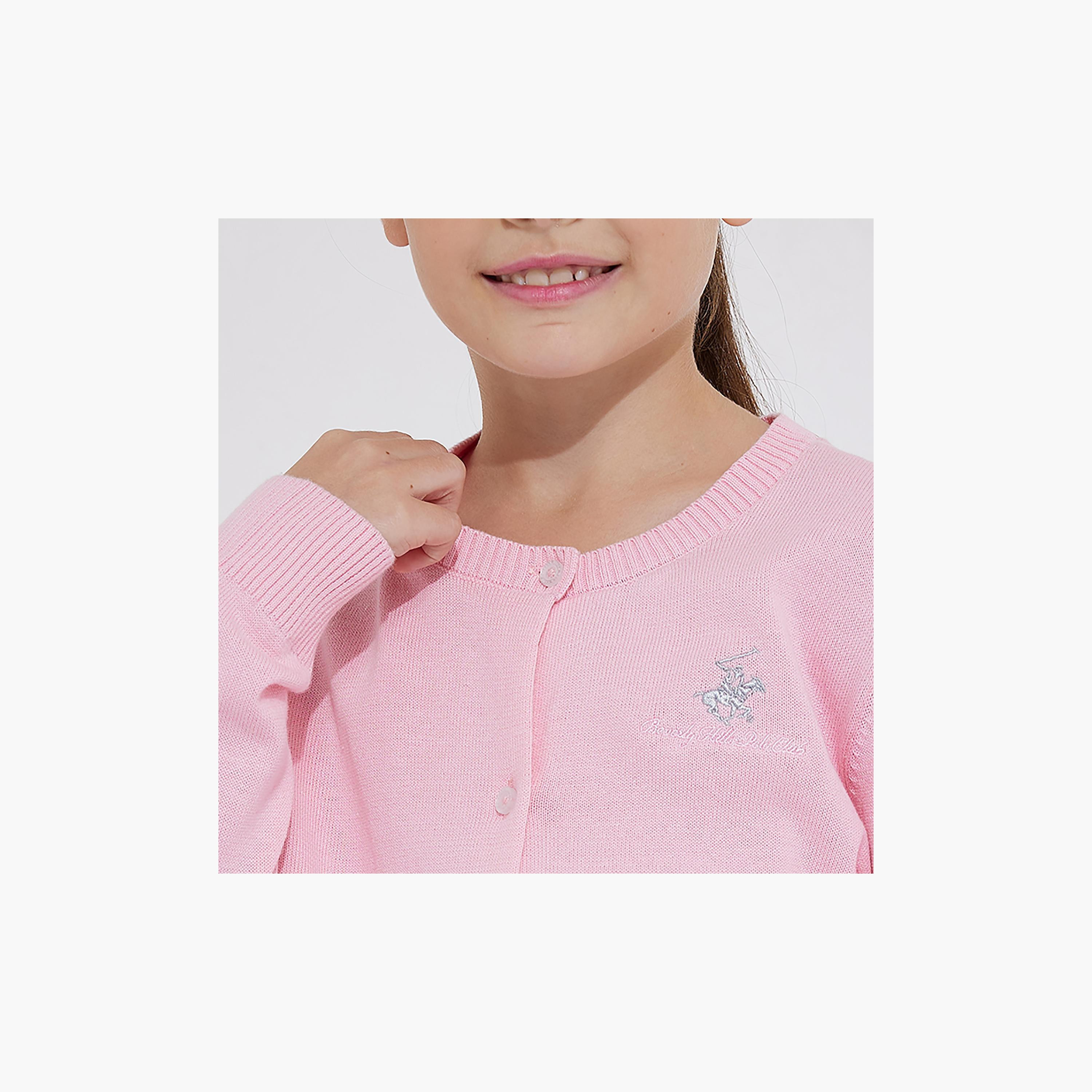 كنزة  للبنات بأكمام طويلة وأزرار أمامية من بيفرلي هيلز بولو كلوب-girls-clothing-jumpersandcardigans-image-3