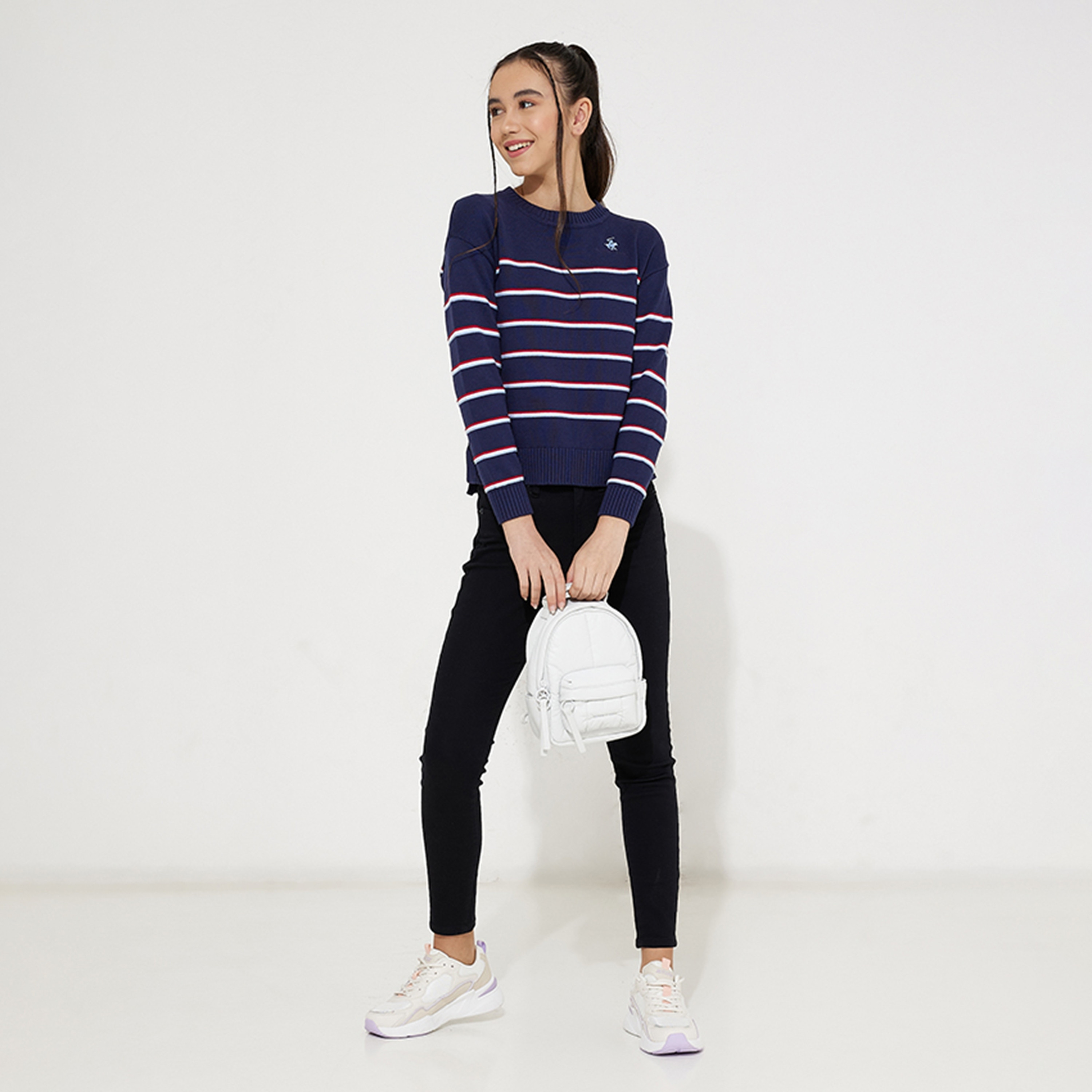 كنزة مخططة بأكمام طويلة من بيفرلي هيلز بولو كلوب-girls-clothing-jumpersandcardigans-image-3