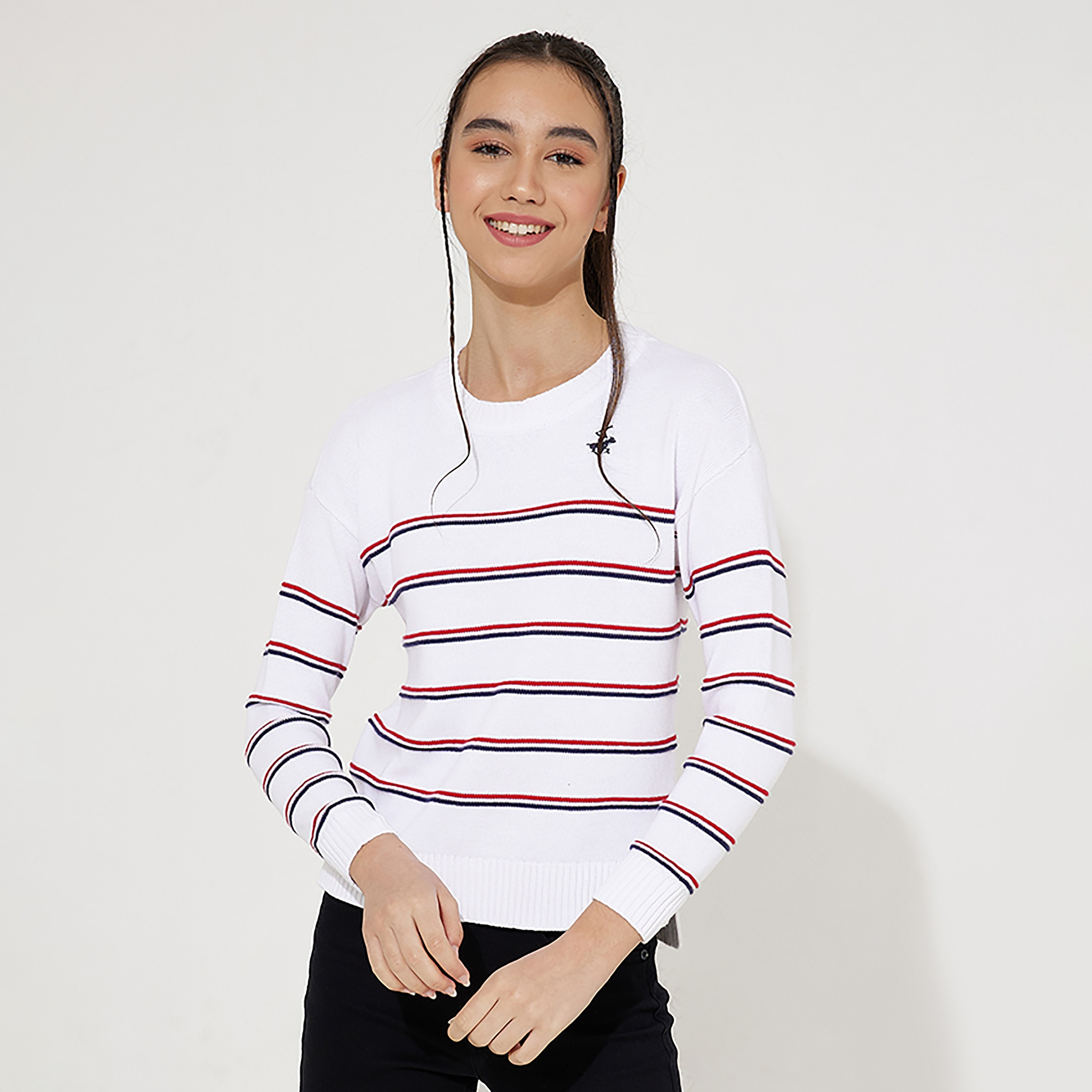 كنزة مخططة بأكمام طويلة من بيفرلي هيلز بولو كلوب-girls-clothing-jumpersandcardigans-image-4