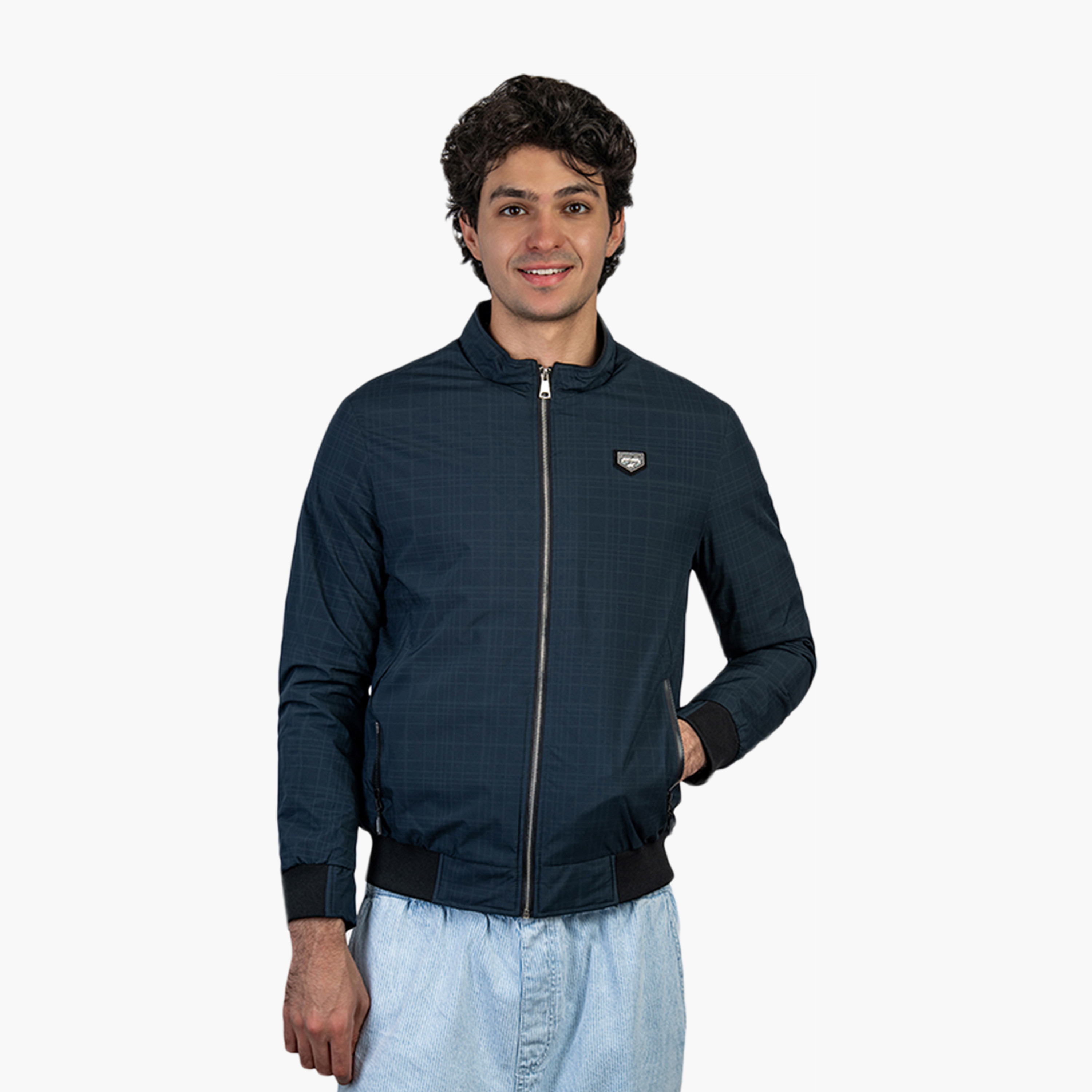 جاكيت بومبر رجالي كاروهات برقبة عالية وأكمام طويلة بيفرلي هيلز بولو كلوب-men-clothing-jacketsandblazers-jackets-image-1