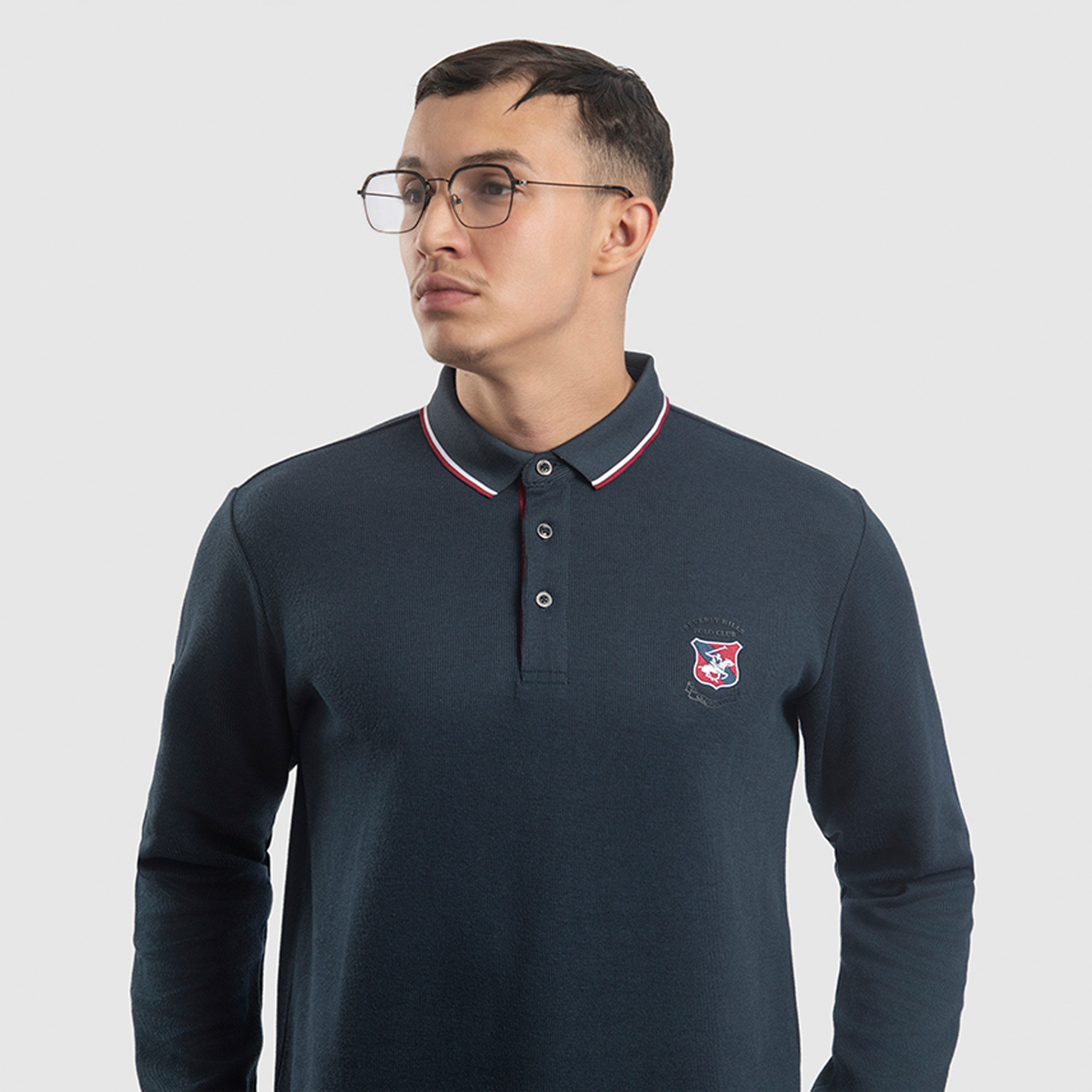 بيفرلي هيلز كلوب-  تي شيرت بولو للرجال بأكمام طويلة مع إغلاق نصفي بزر-men-clothing-tshirtsandpolos-polos-image-3