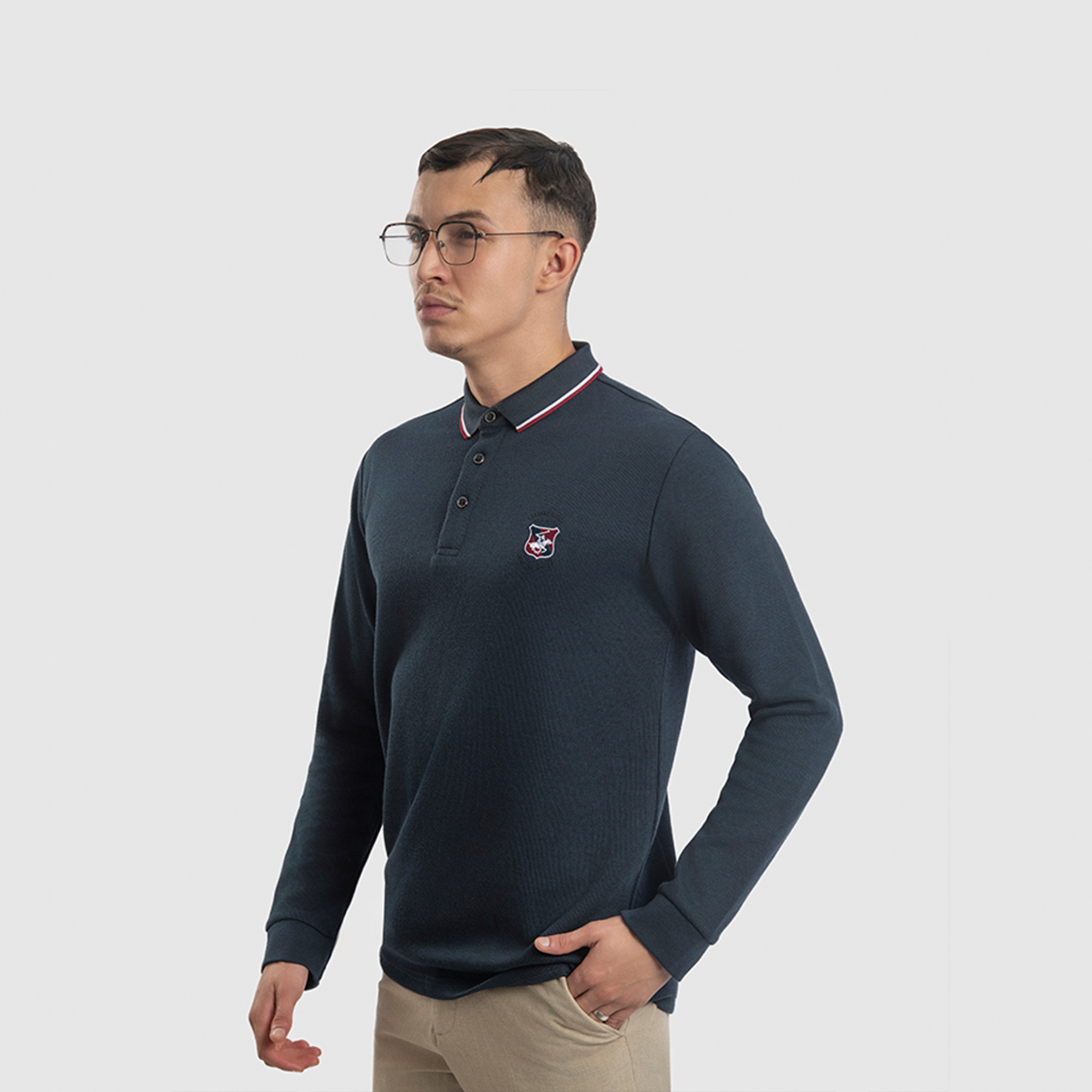 بيفرلي هيلز كلوب-  تي شيرت بولو للرجال بأكمام طويلة مع إغلاق نصفي بزر-men-clothing-tshirtsandpolos-polos-image-4