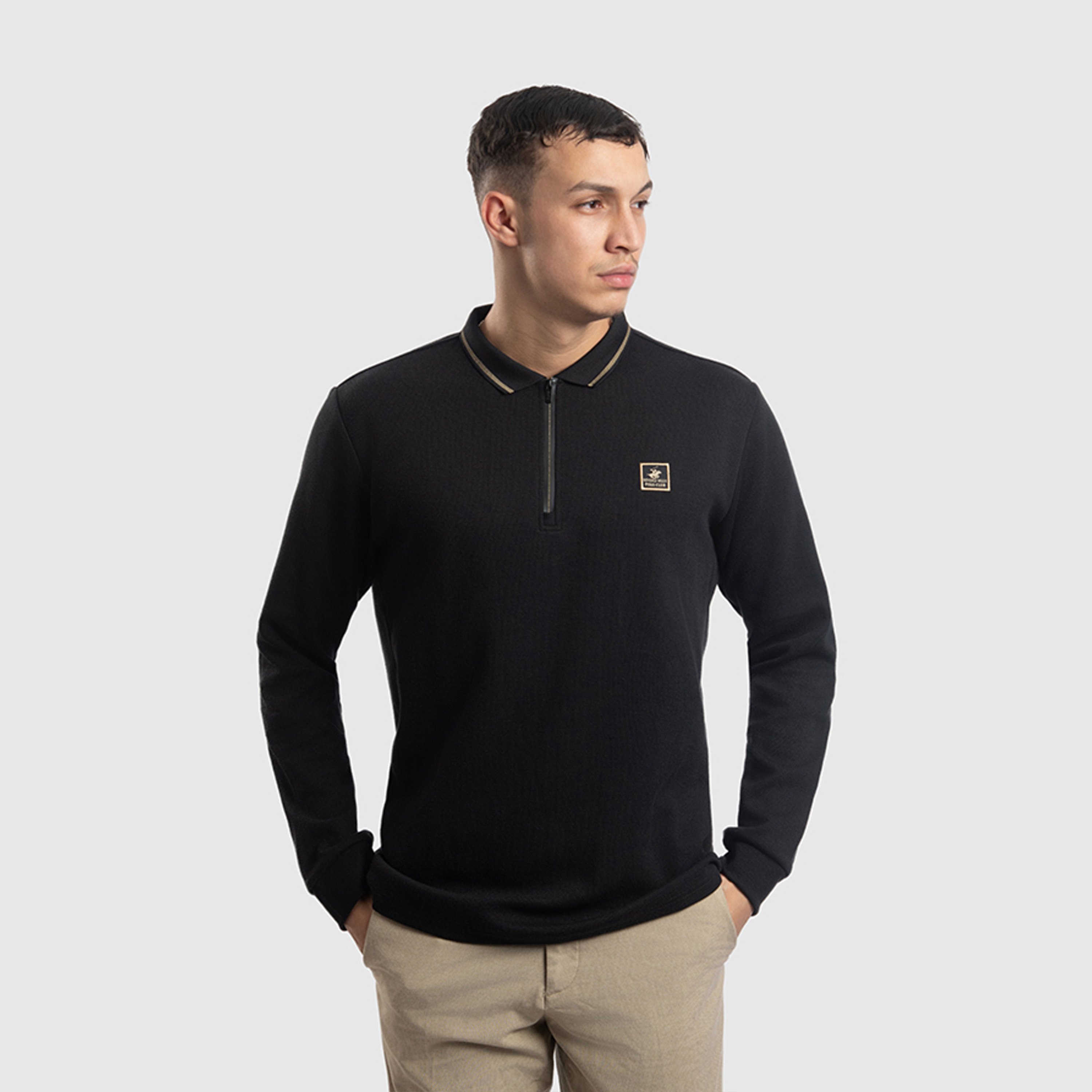 Beverly Hills Polo Club Men's Long-Sleeves Polo T-Shirt with Half Zipper Closure-men-clothing-tshirtsandpolos-polos-image-1