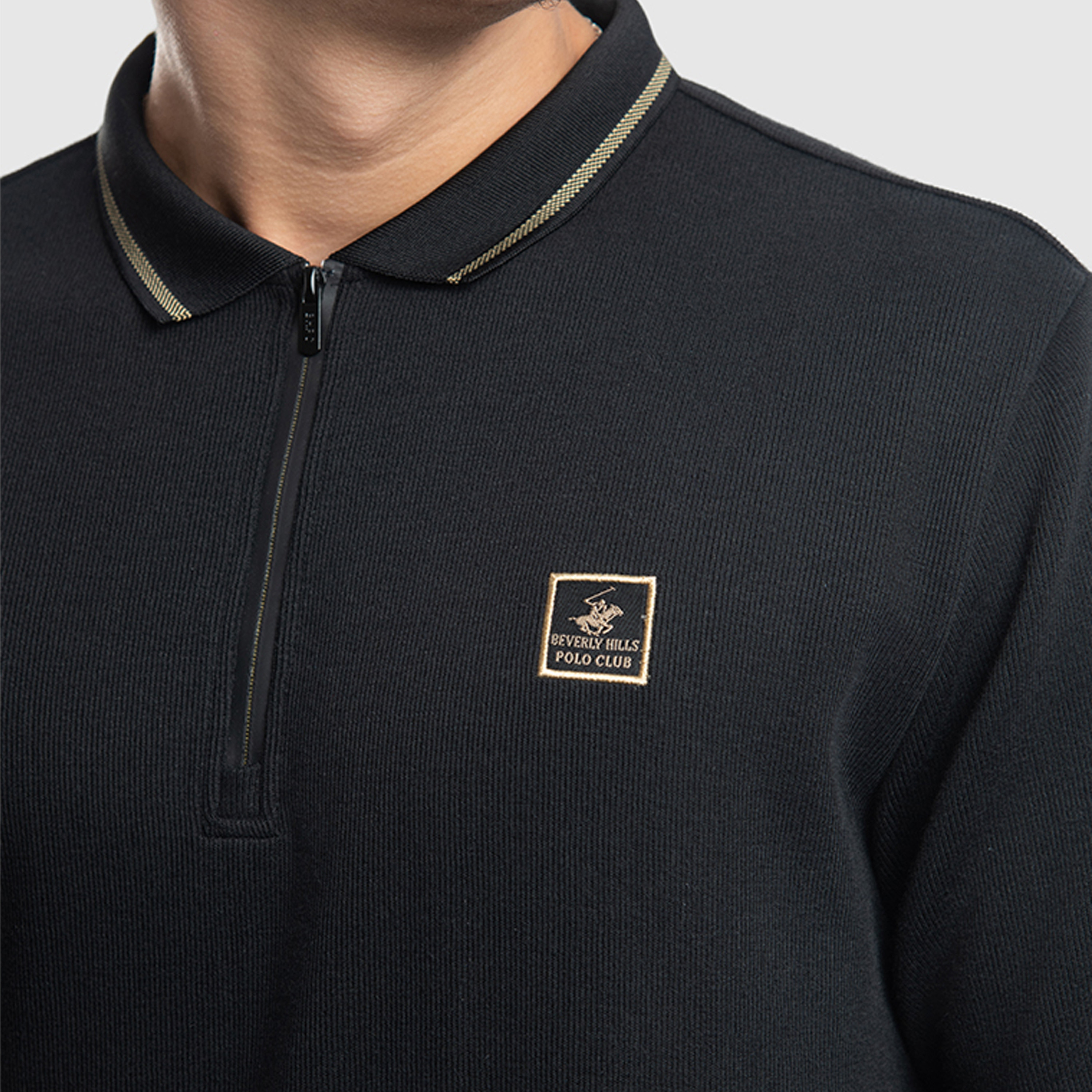 Beverly Hills Polo Club Men's Long-Sleeves Polo T-Shirt with Half Zipper Closure-men-clothing-tshirtsandpolos-polos-image-3