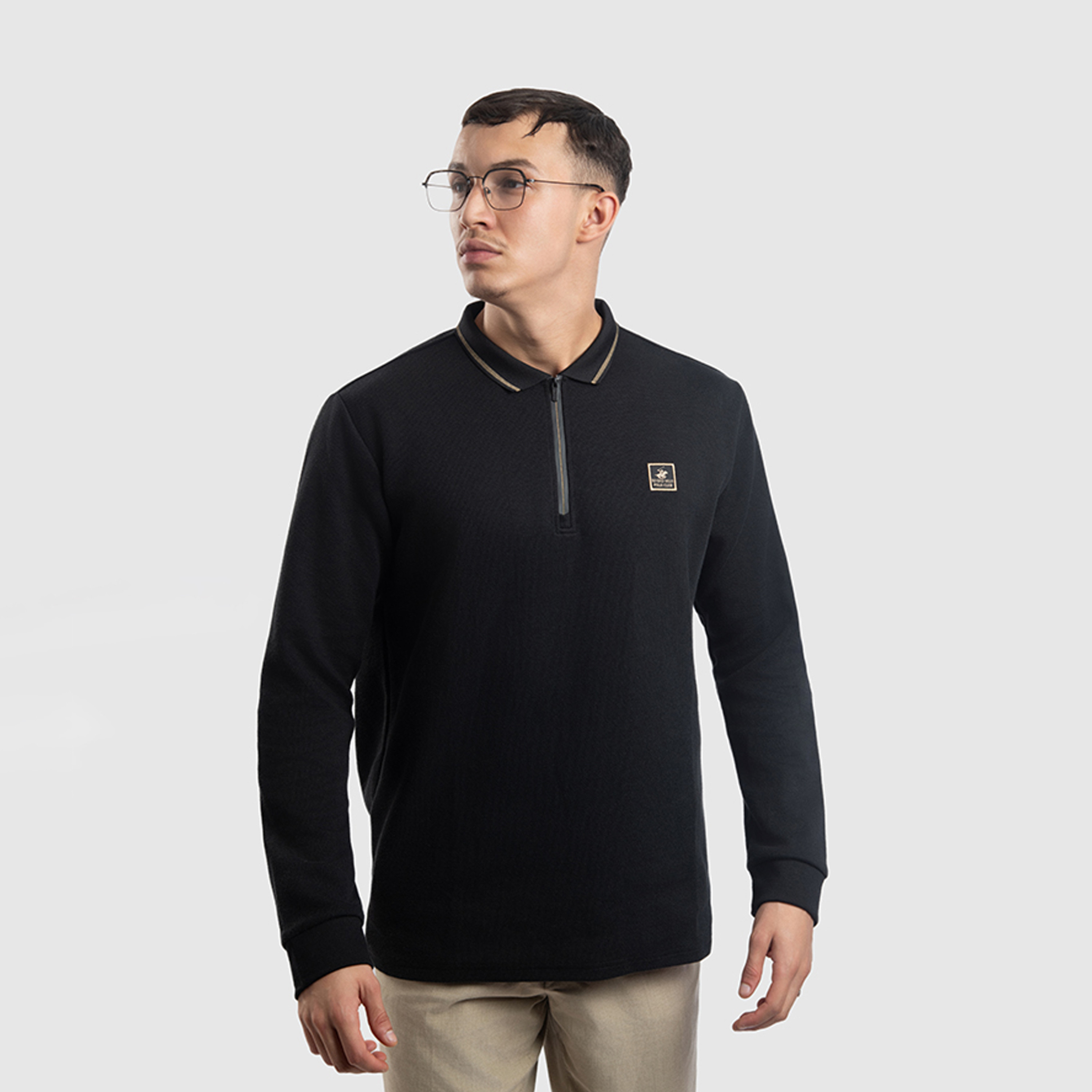 بيفرلي هيلز كلوب-  تي شيرت بولو للرجال بأكمام طويلة مع إغلاق بنصف سحاب-men-clothing-tshirtsandpolos-polos-image-4