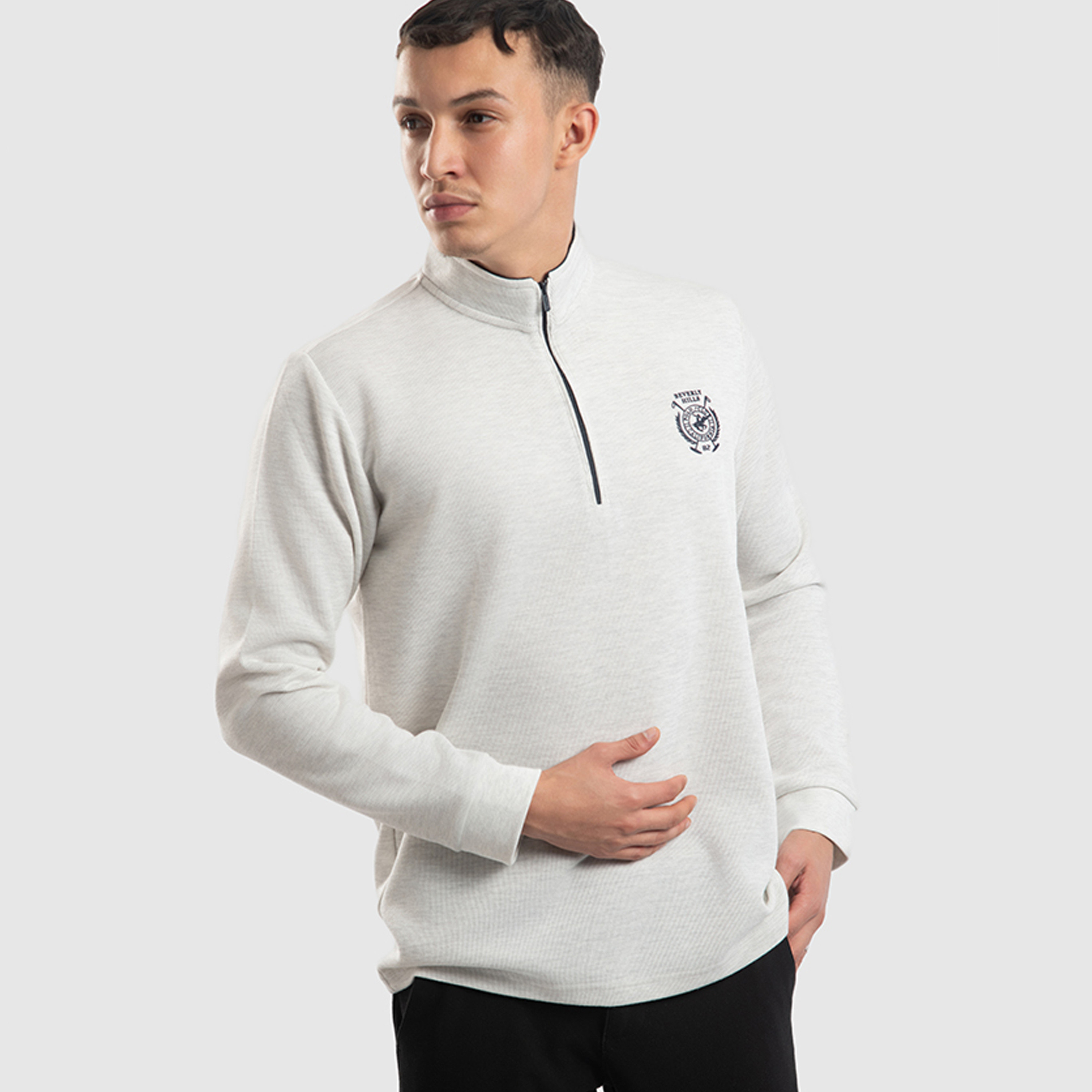 بيفرلي هيلز كلوب-  تي شيرت للرجال بياقة عالية وأكمام طويلة مع إغلاق بنصف سحاب-men-clothing-tshirtsandpolos-tshirts-image-3