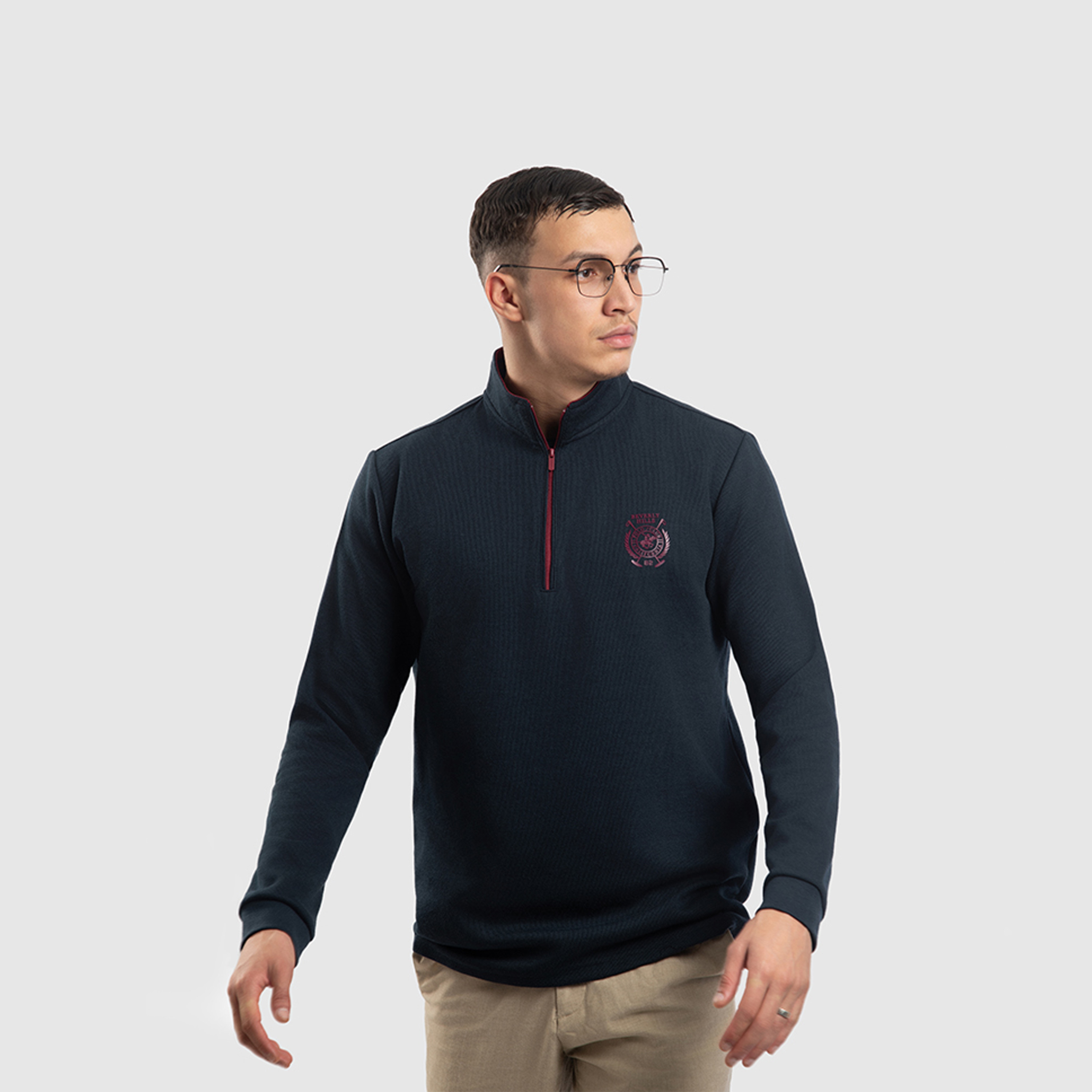 بيفرلي هيلز كلوب-  تي شيرت للرجال بياقة عالية وأكمام طويلة مع إغلاق بنصف سحاب-men-clothing-tshirtsandpolos-tshirts-image-6