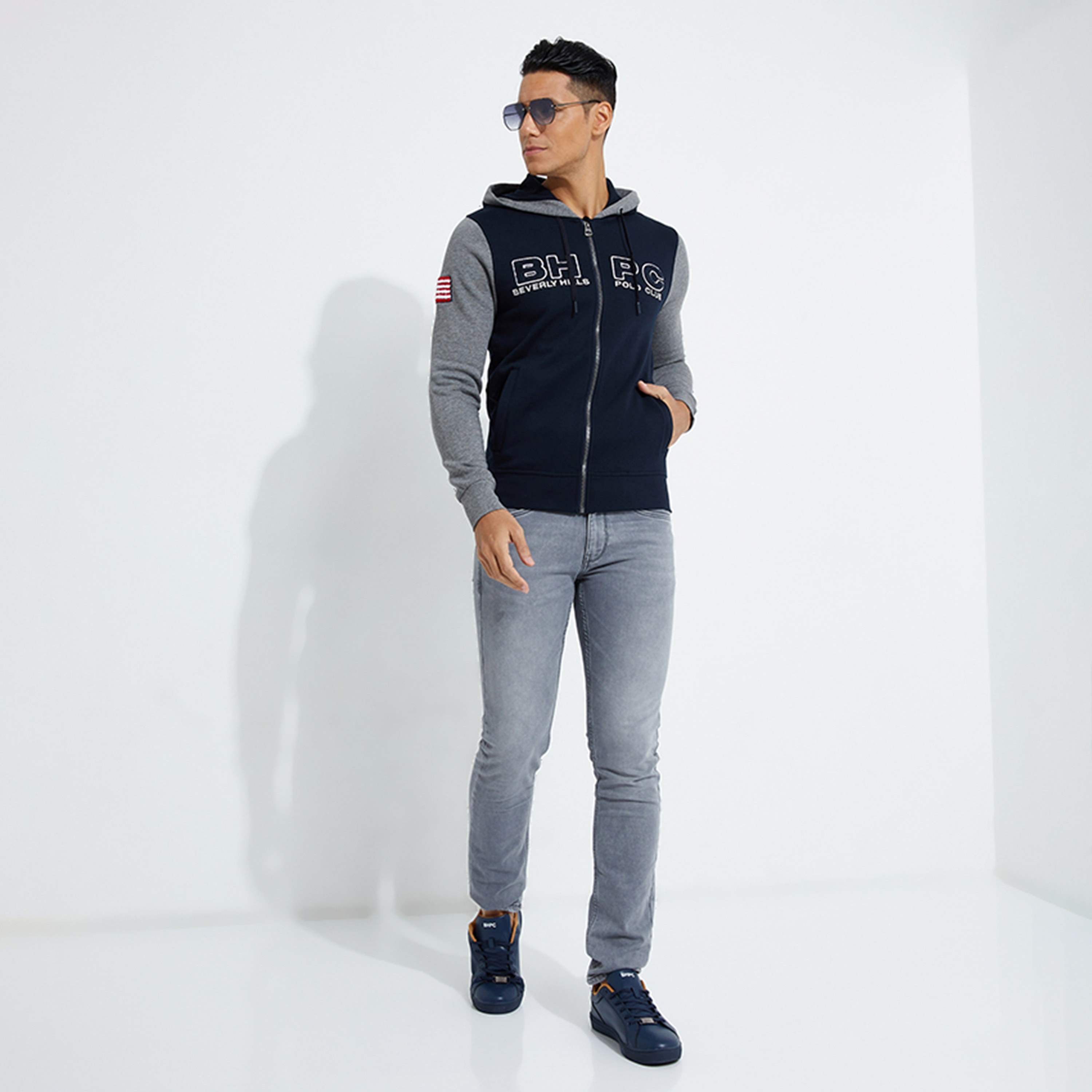 هودي بيفرلي هيلز بولو كلوب ملون بسحاب وأكمام طويلة-men-winterwear-hoodiesandsweatshirts-image-2
