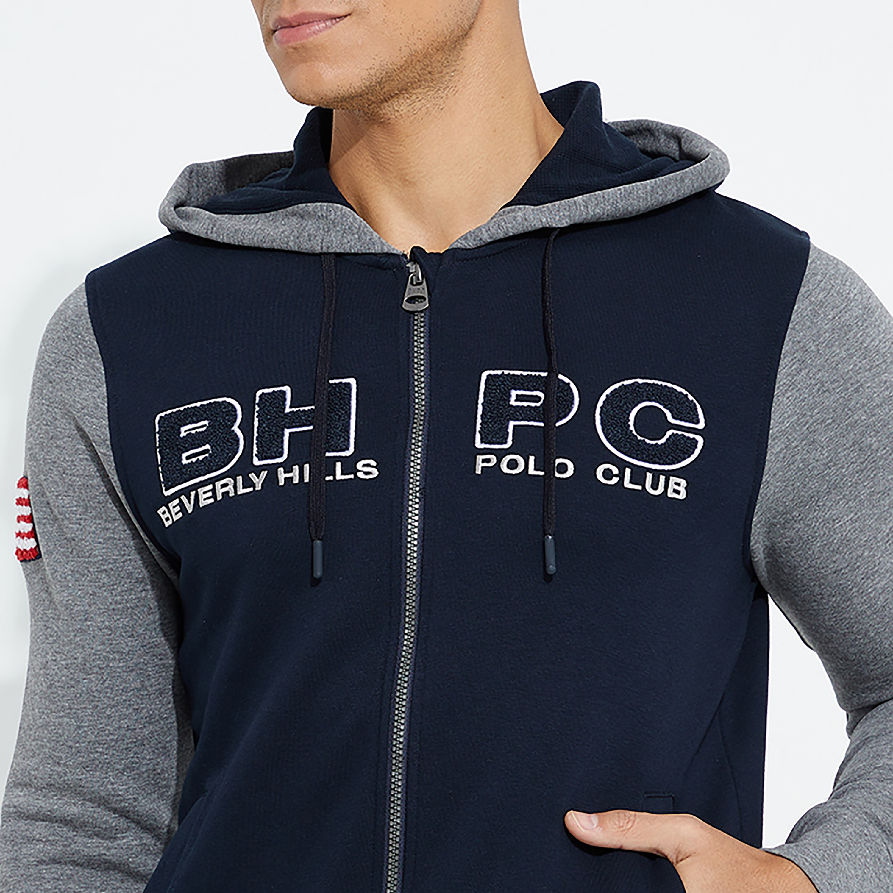 هودي بيفرلي هيلز بولو كلوب ملون بسحاب وأكمام طويلة-men-winterwear-hoodiesandsweatshirts-image-3