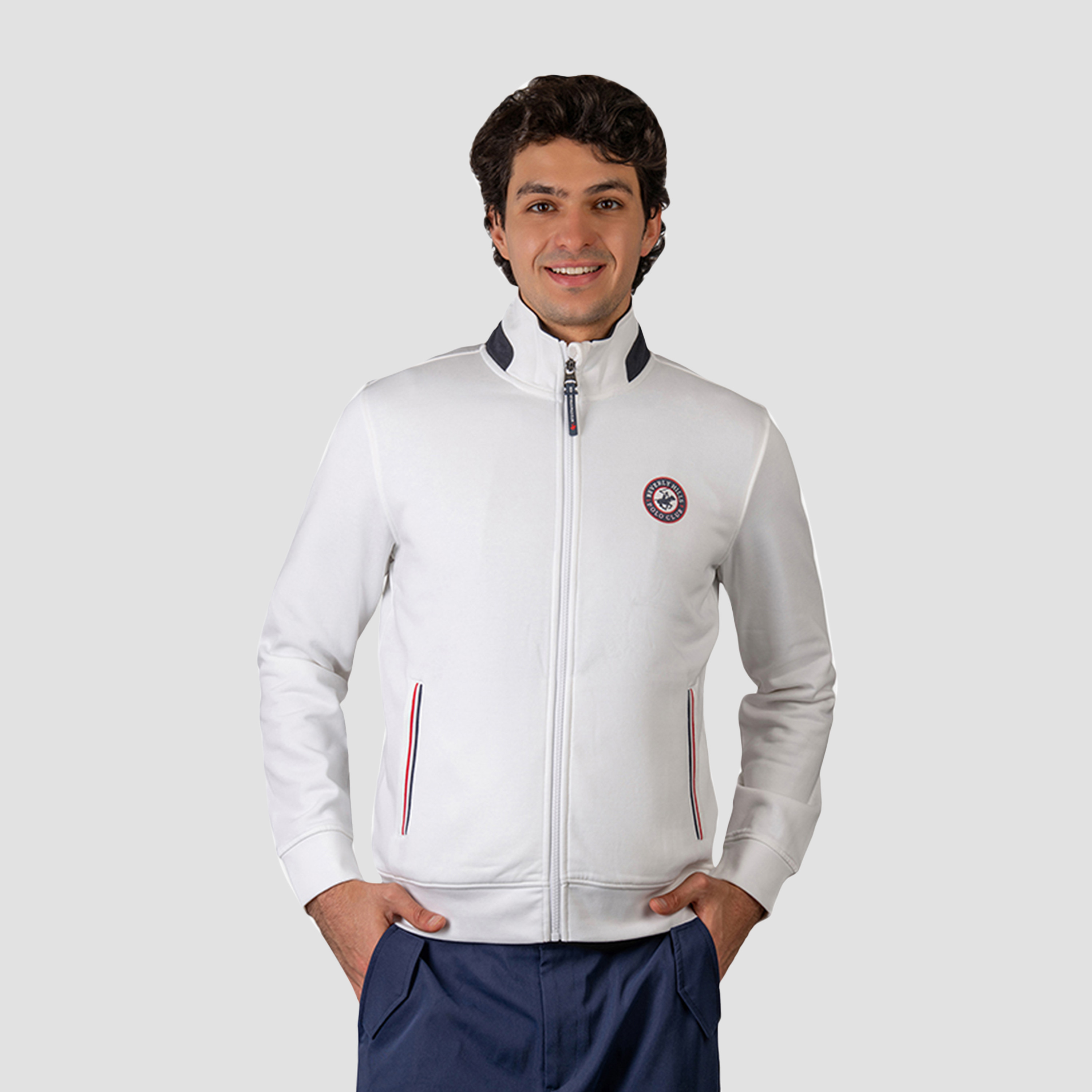 Beverly Hills Polo Club Plain High Neck Long Sleeves Men's Zip Through Sweatshirt-men-winterwear-hoodiesandsweatshirts-image-1