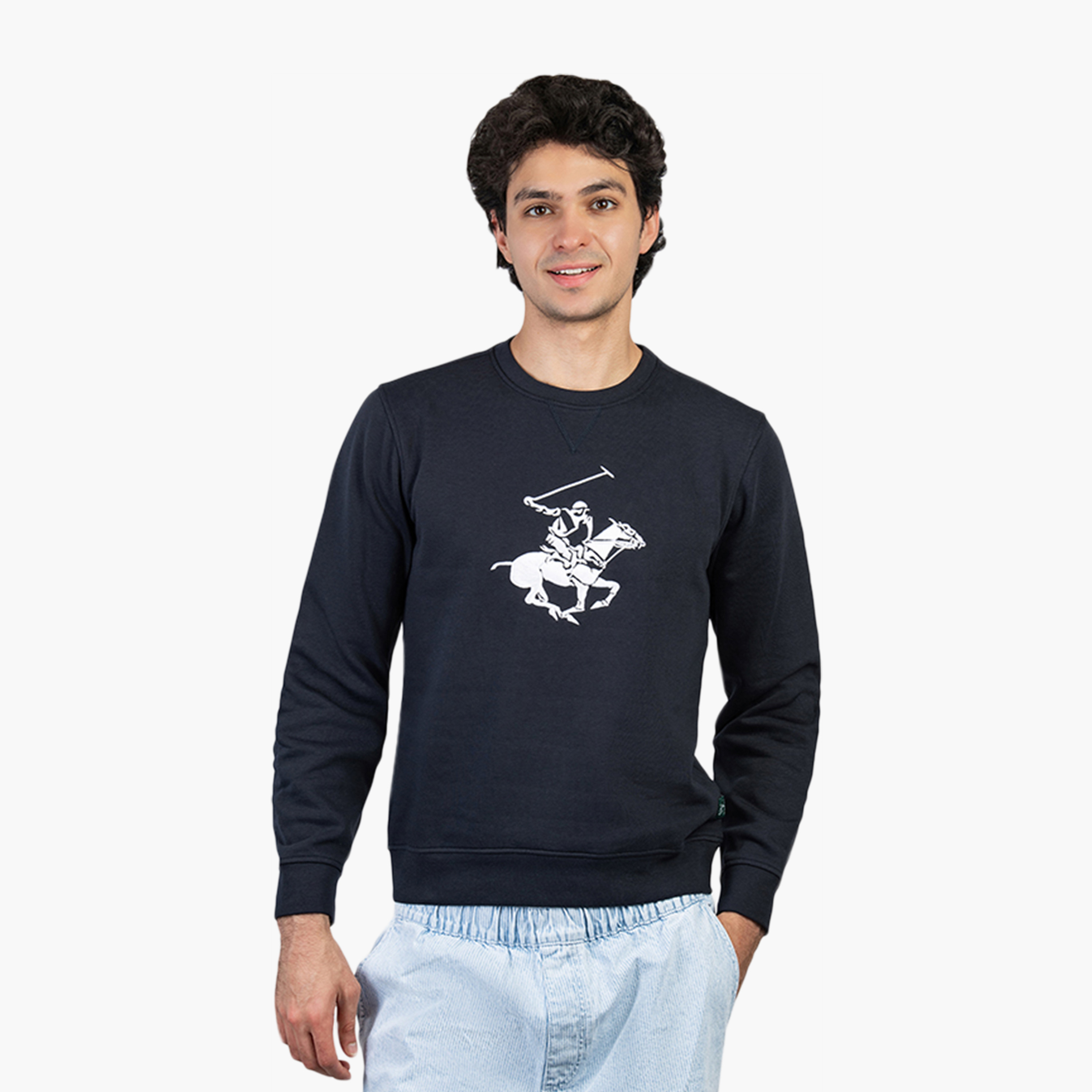 Beverly Hills Polo Club Textured Round Neck Long Sleeves Men's Sweatshirt-men-winterwear-hoodiesandsweatshirts-image-1