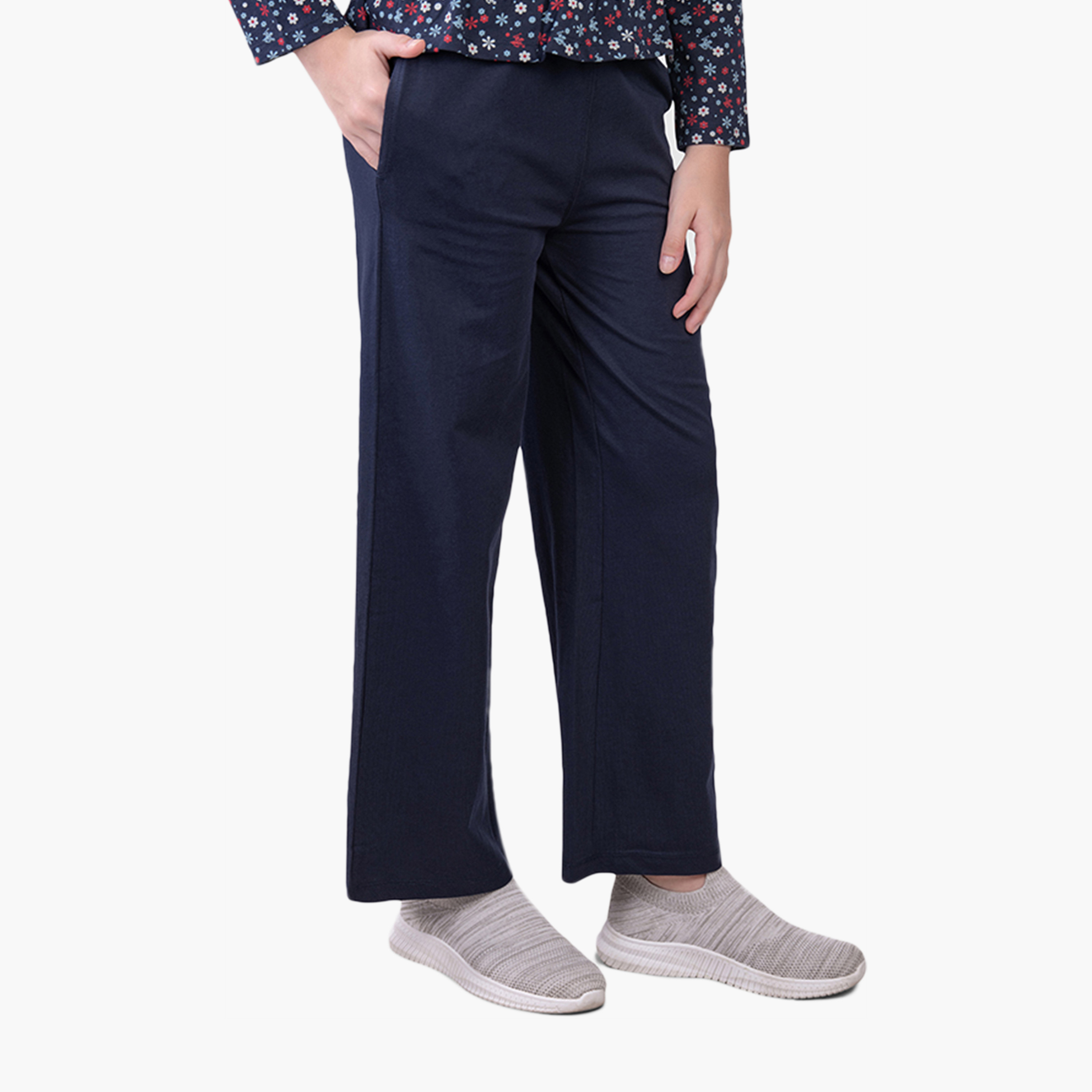 بنطال واسع الساق من القطن بتفاصيل شعار بيفرلي هيلز بولو كلوب-girls-clothing-bottoms-trousers-image-3